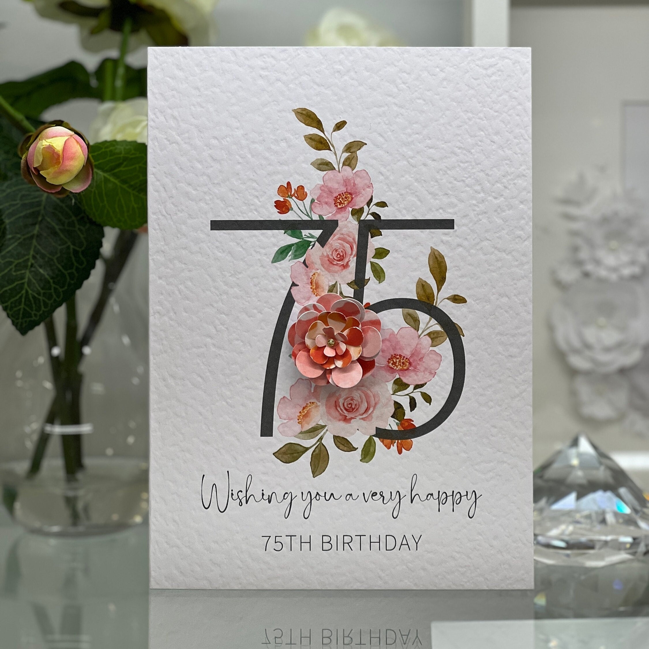 75th Birthday Card Seventy Fifth Birthday Card 75th Card Happy 75th Card Luxury 75th Card Keepsake 75th 3D Flowers Autumn Birthday Etsy