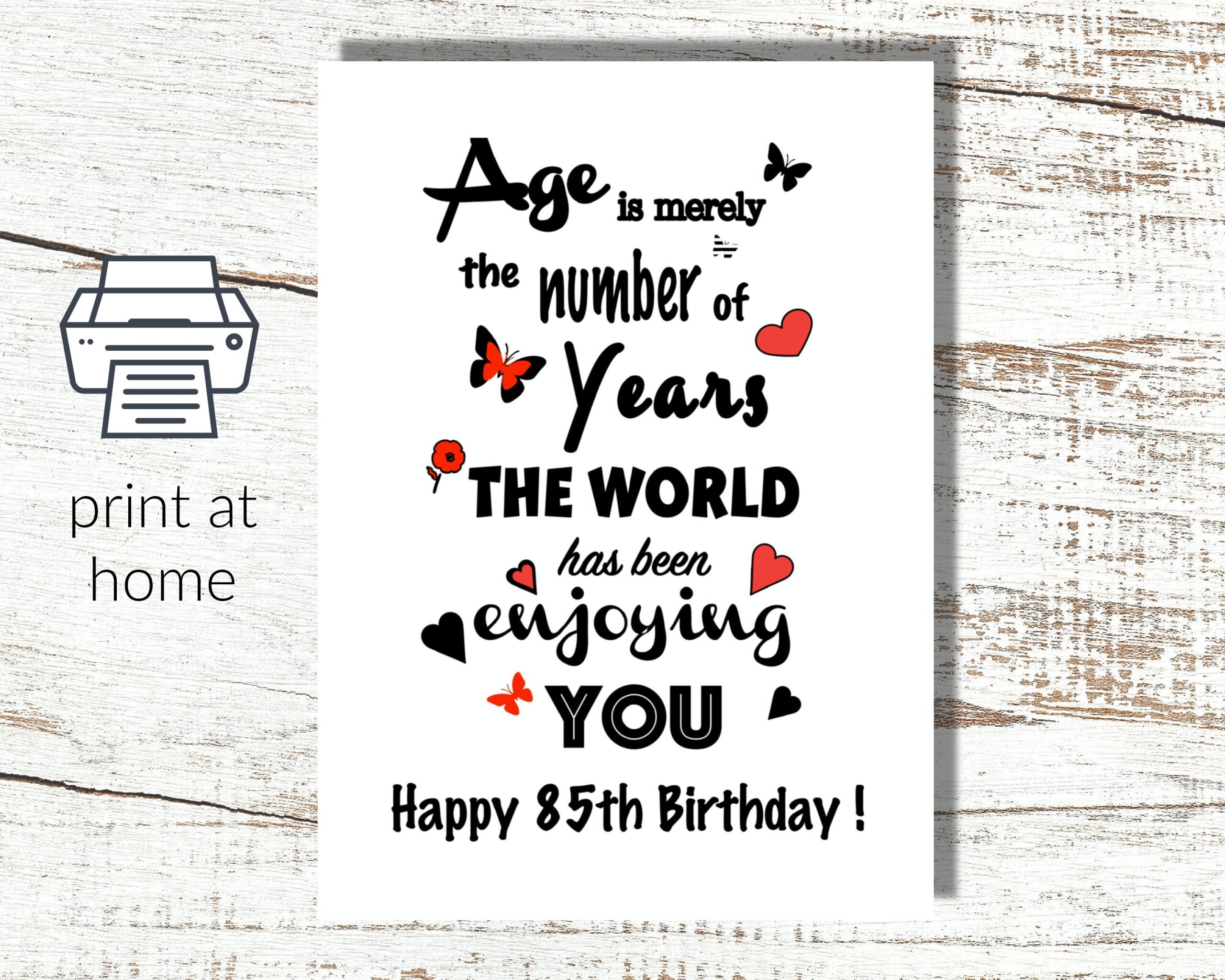 85th Birthday Card enjoying You Printable digital Download Etsy