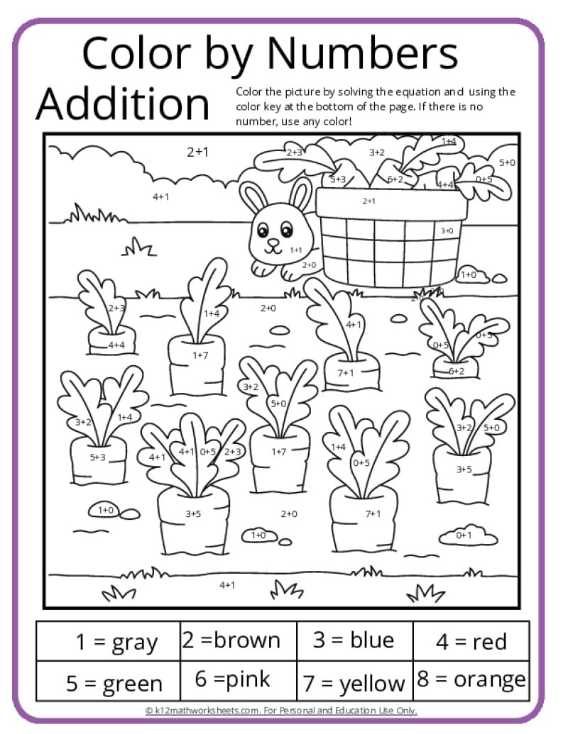 Color By Number Printable Worksheets