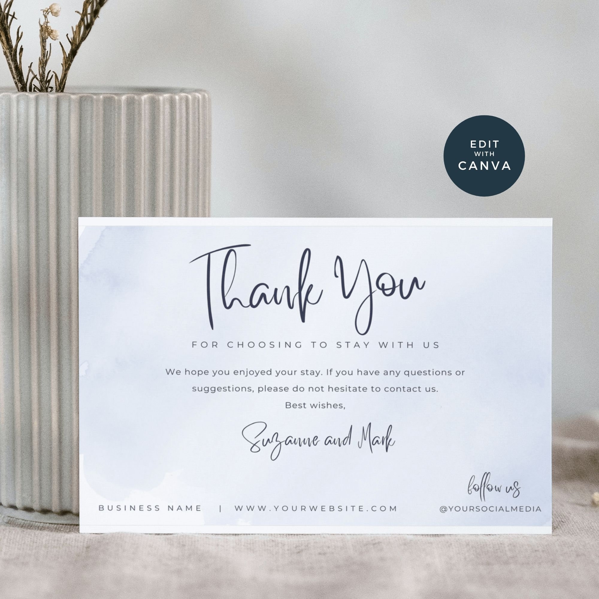 Airbnb Thank You Card Canva Guest Welcome Card VRBO Host Thanks Editable Rental Template Visitor Greeting Card Vacation Home AB03 Etsy