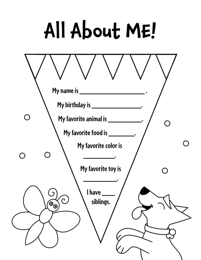 worksheet all about me preschool