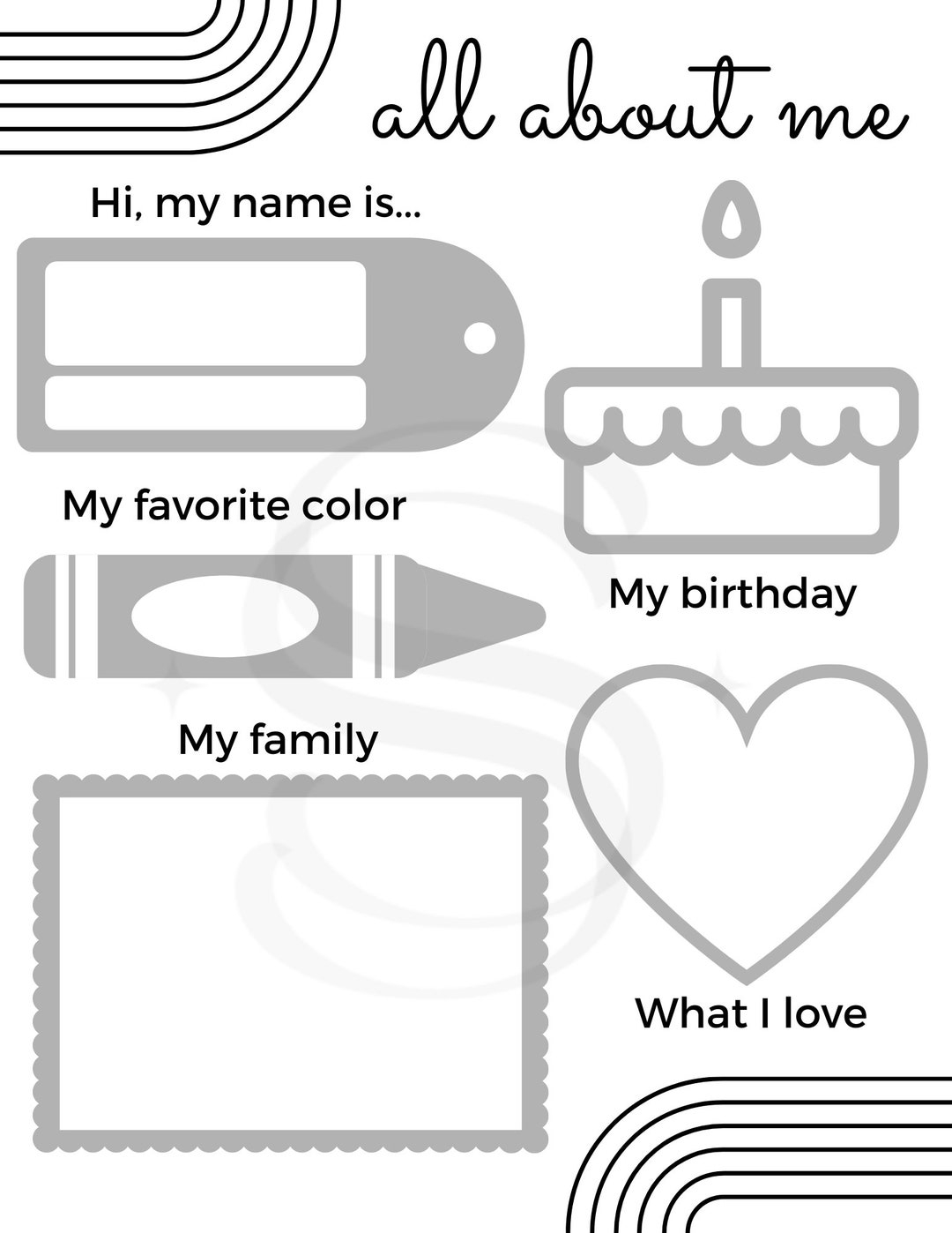 All About Me Preschool Worksheet Back To School Activity Sheet Coloring Pages Printable Digital Download Etsy