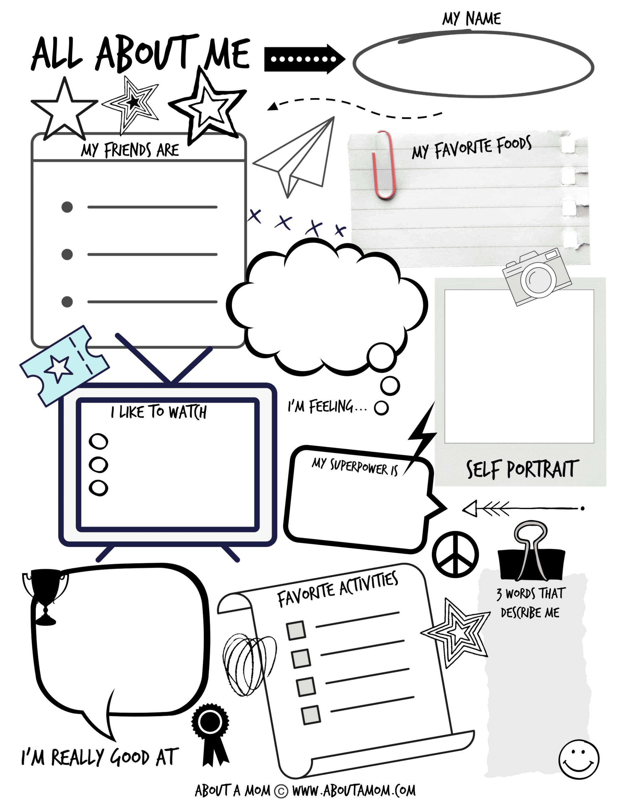 all about me worksheet free