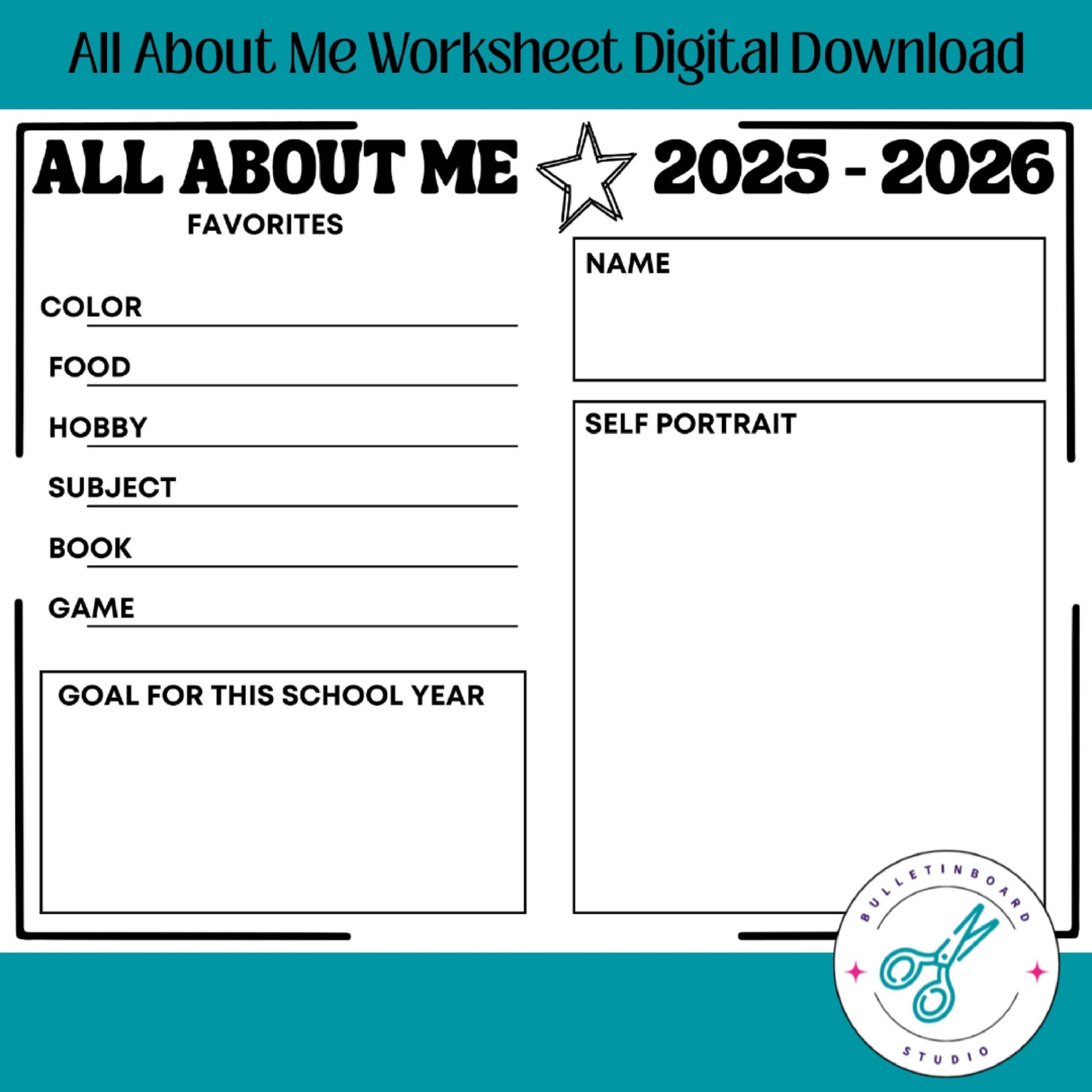 All About Me Worksheet Digital Self discovery Placemat For Back To School Student Introductions Etsy