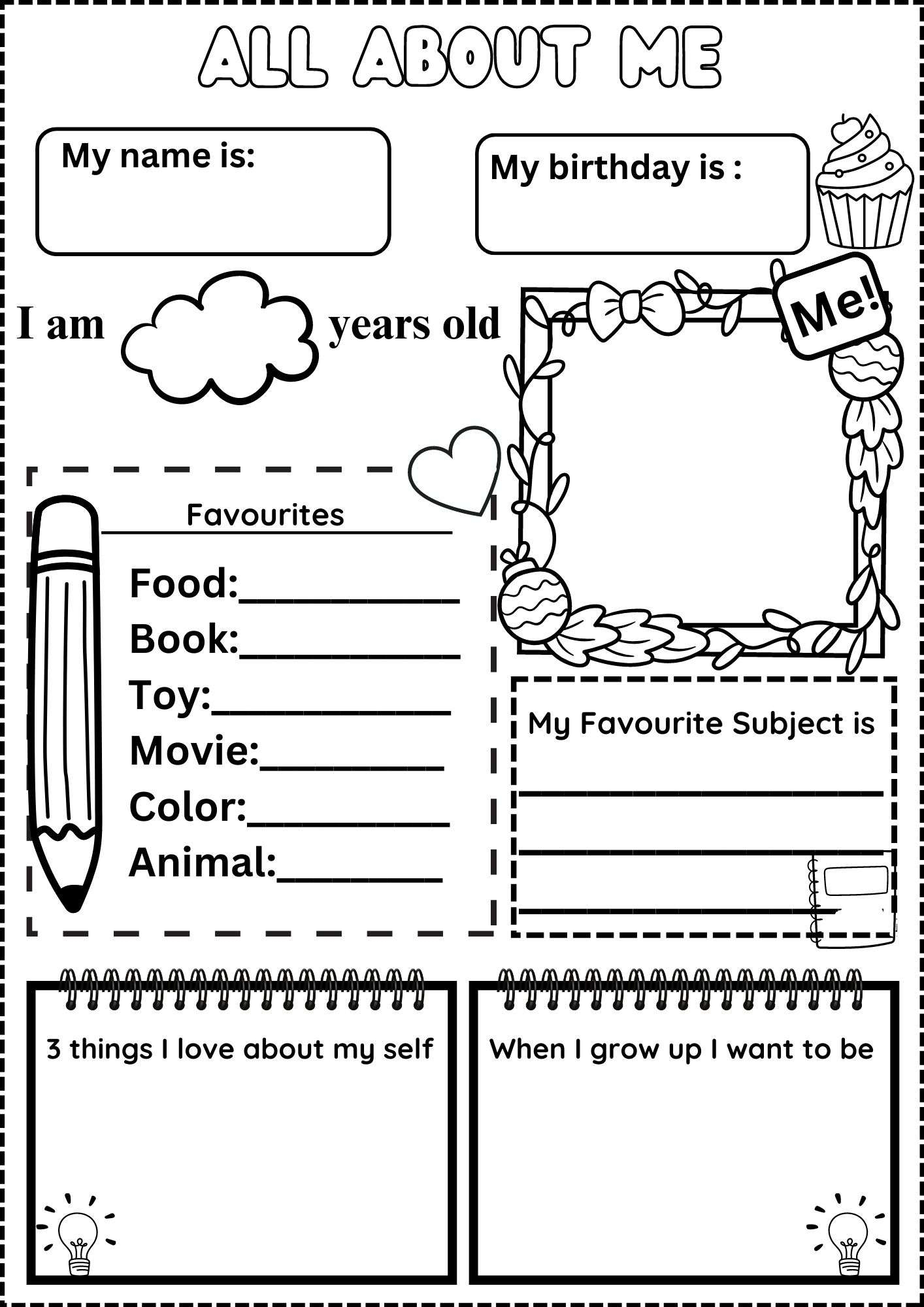All About Me Worksheet For Adults Pdf