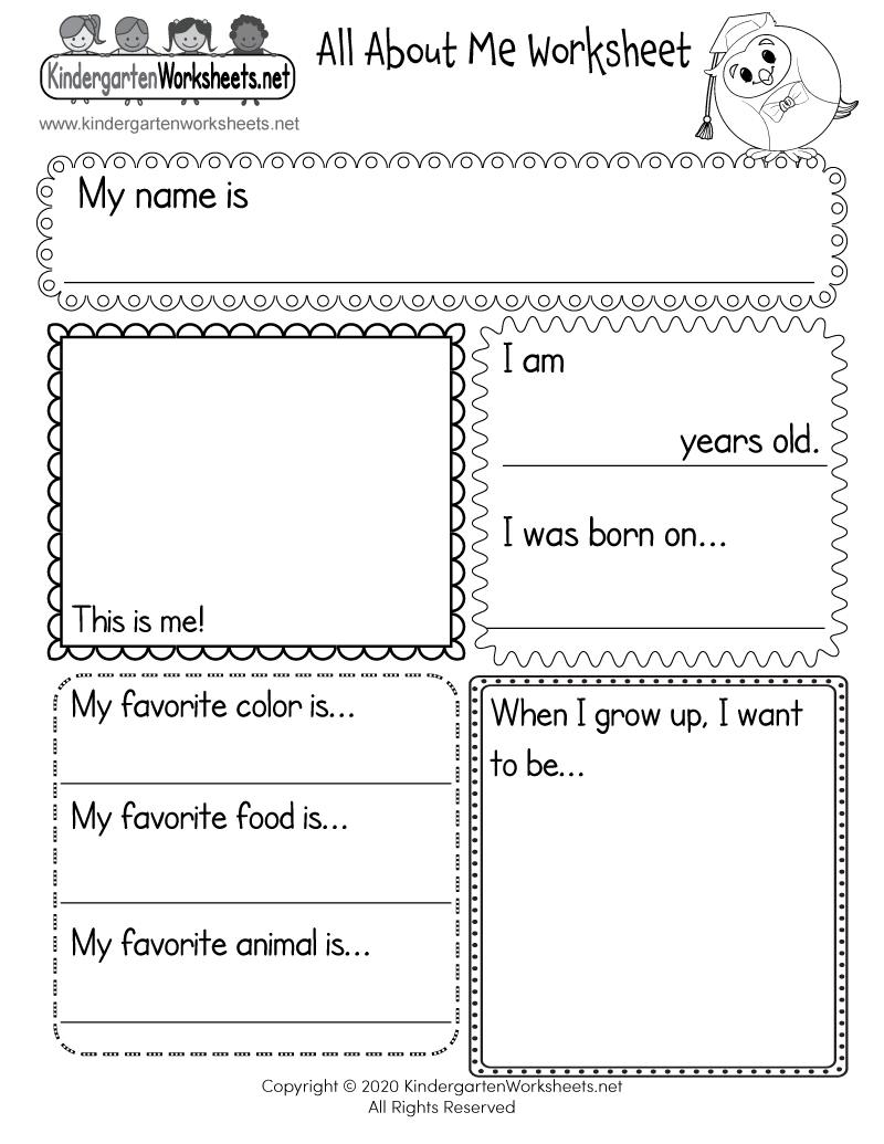all about me worksheet for kindergarten