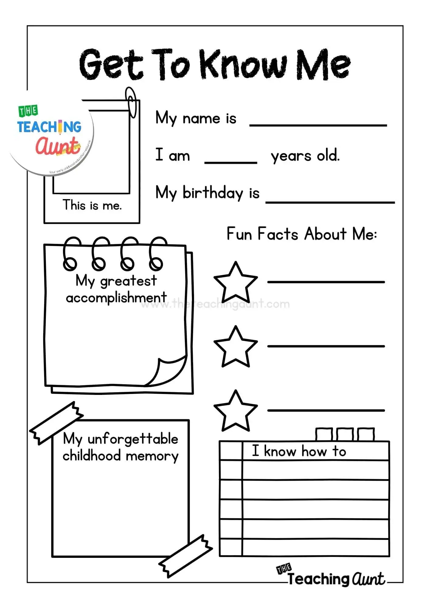 Get To Know Me Worksheet