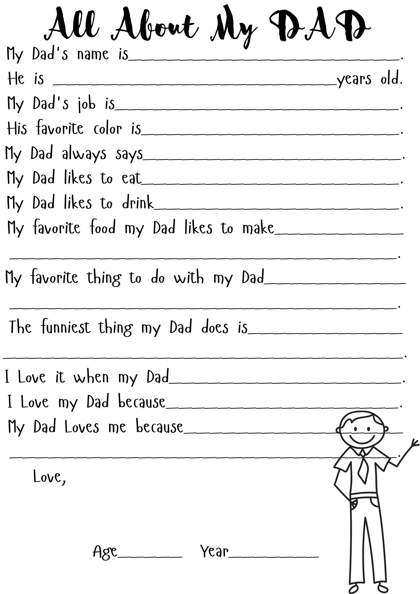 All About My Dad Printable Dad Birthday Father s Day Printable Dad Birthday Dad Etsy