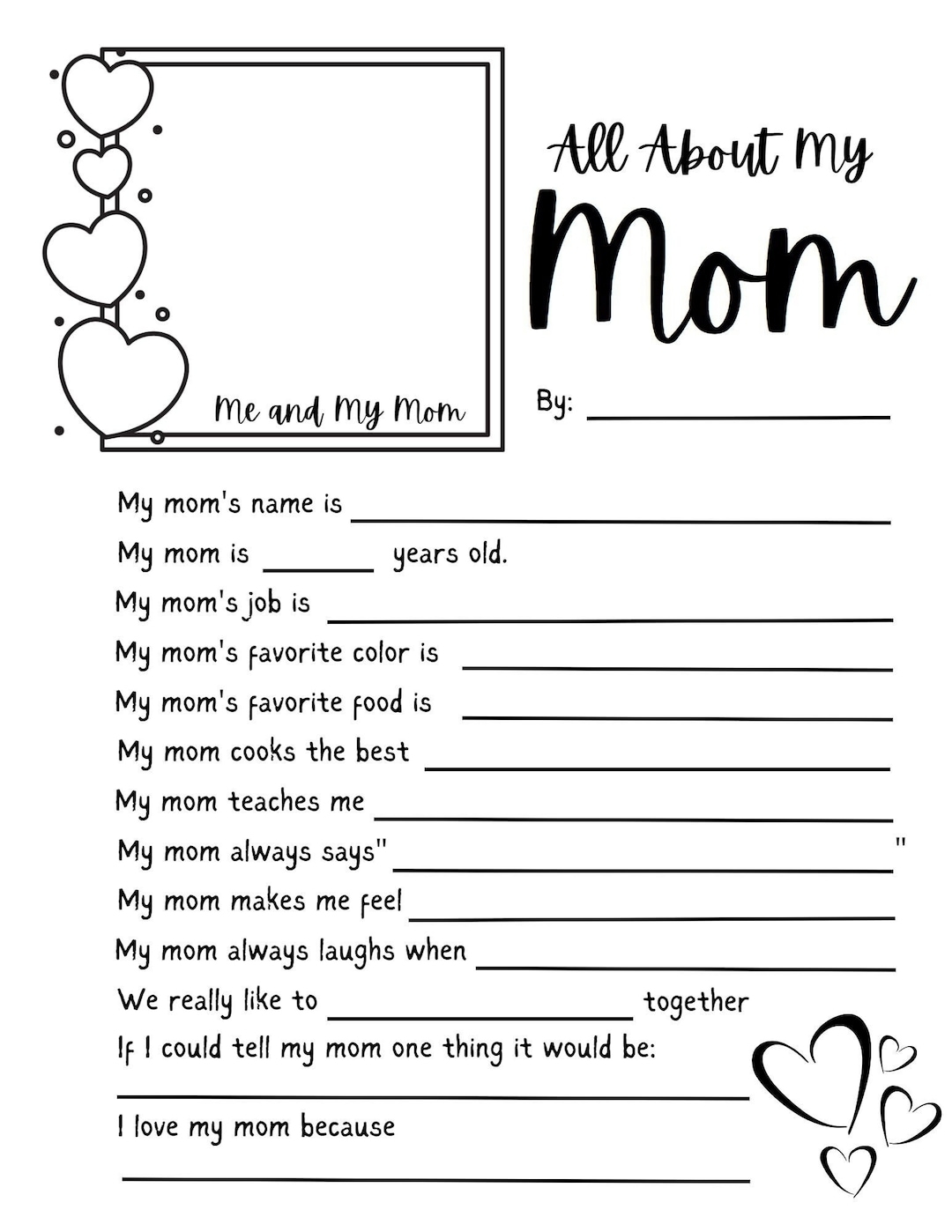 All About My Mom Worksheet