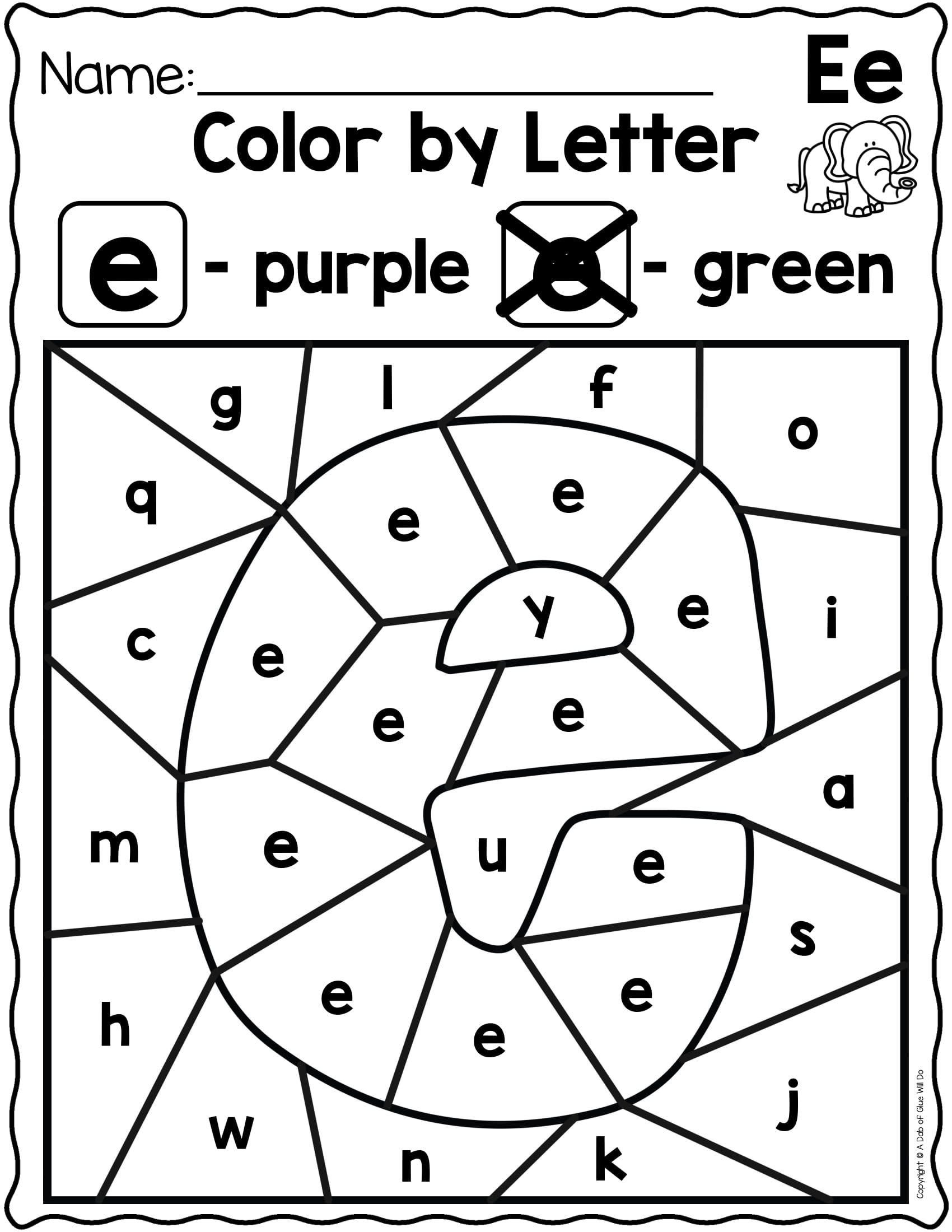 Alphabet Color THE Letter A Dab Of Glue Will Do