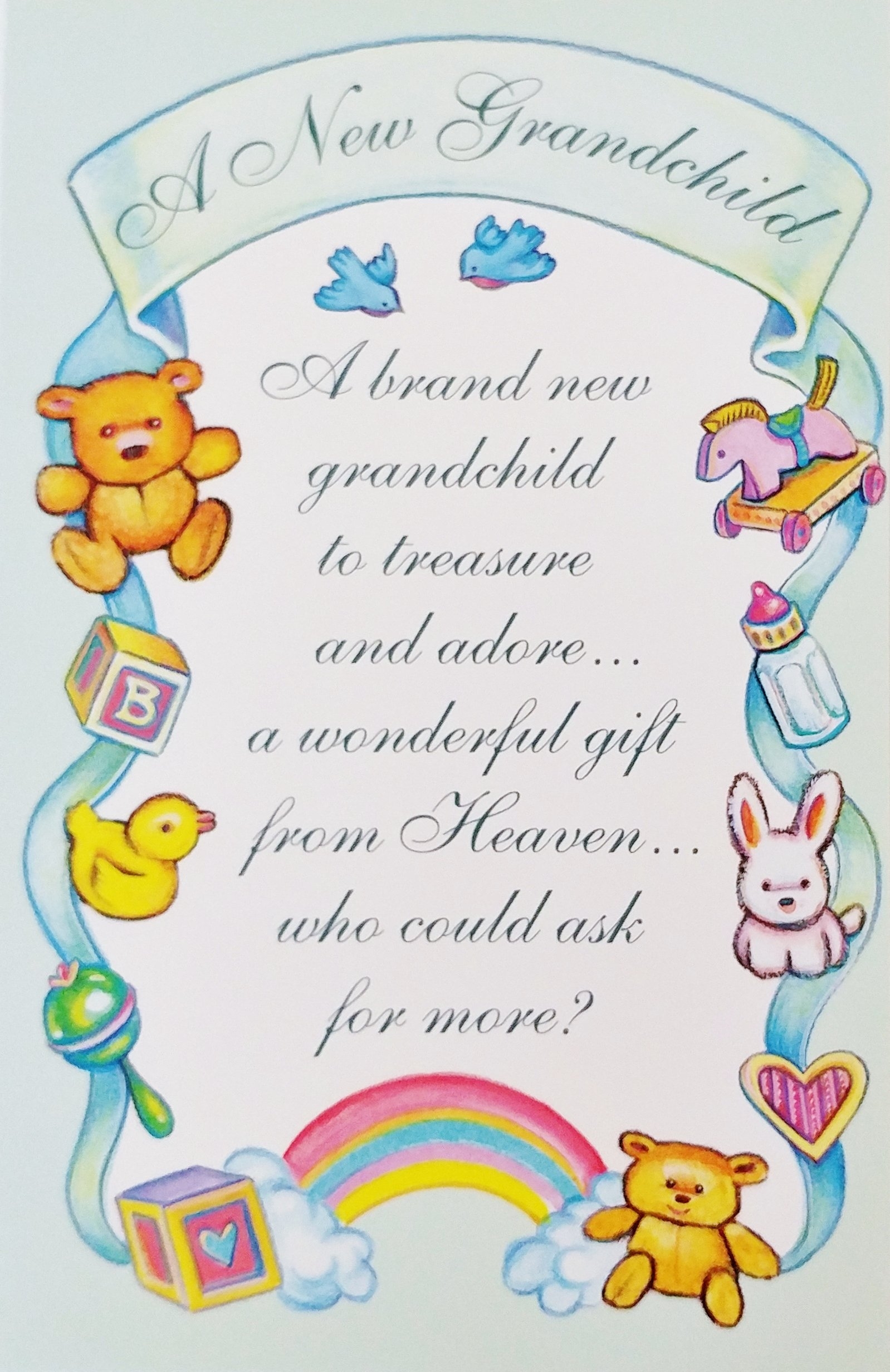 Amazon A New Grandchild A Wonderful Gift From Heaven Religious Greeting Card Baby Birth Congratulations To Grandparent Wishing Every Blessing May Happiness Be With You Always Office Products