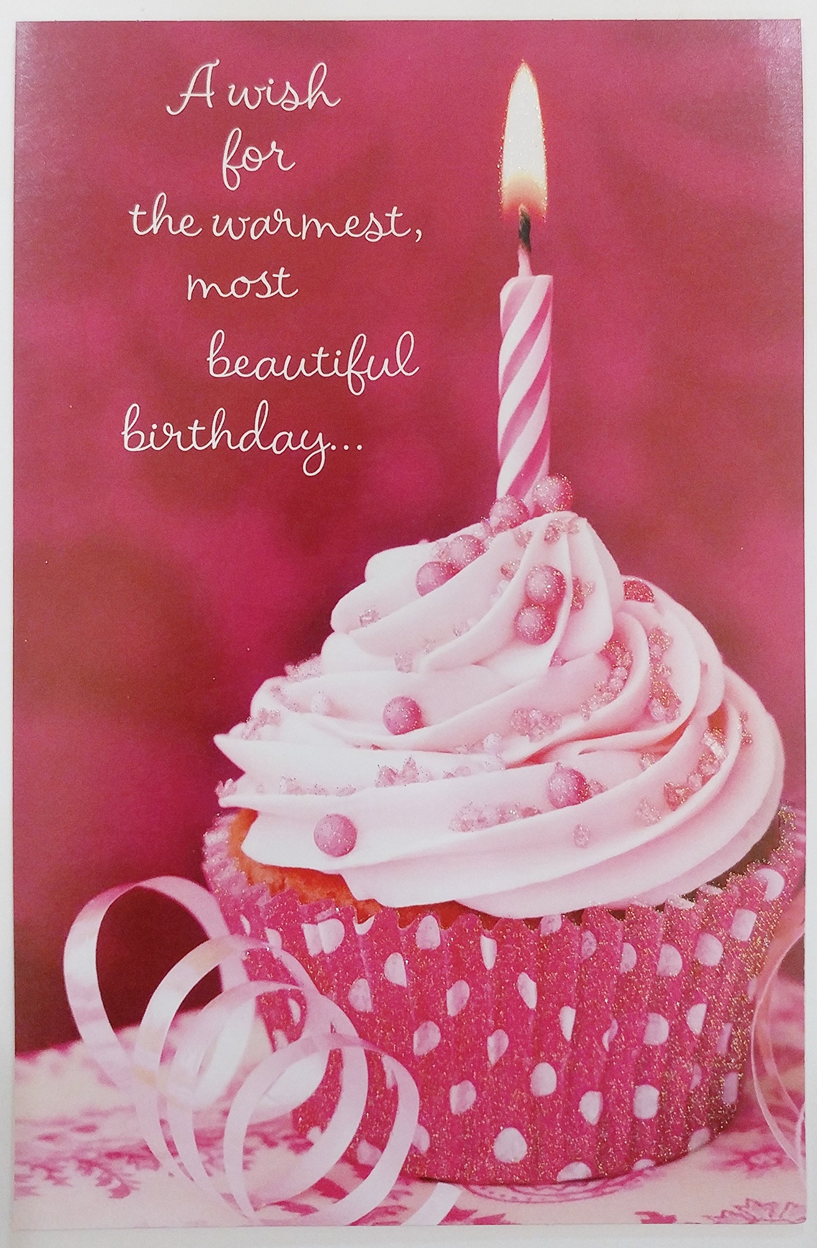 Amazon A Wish For The Warmest Most Beautiful Friend Happy Birthday Greeting Card Pink Glitter Cupcake Office Products