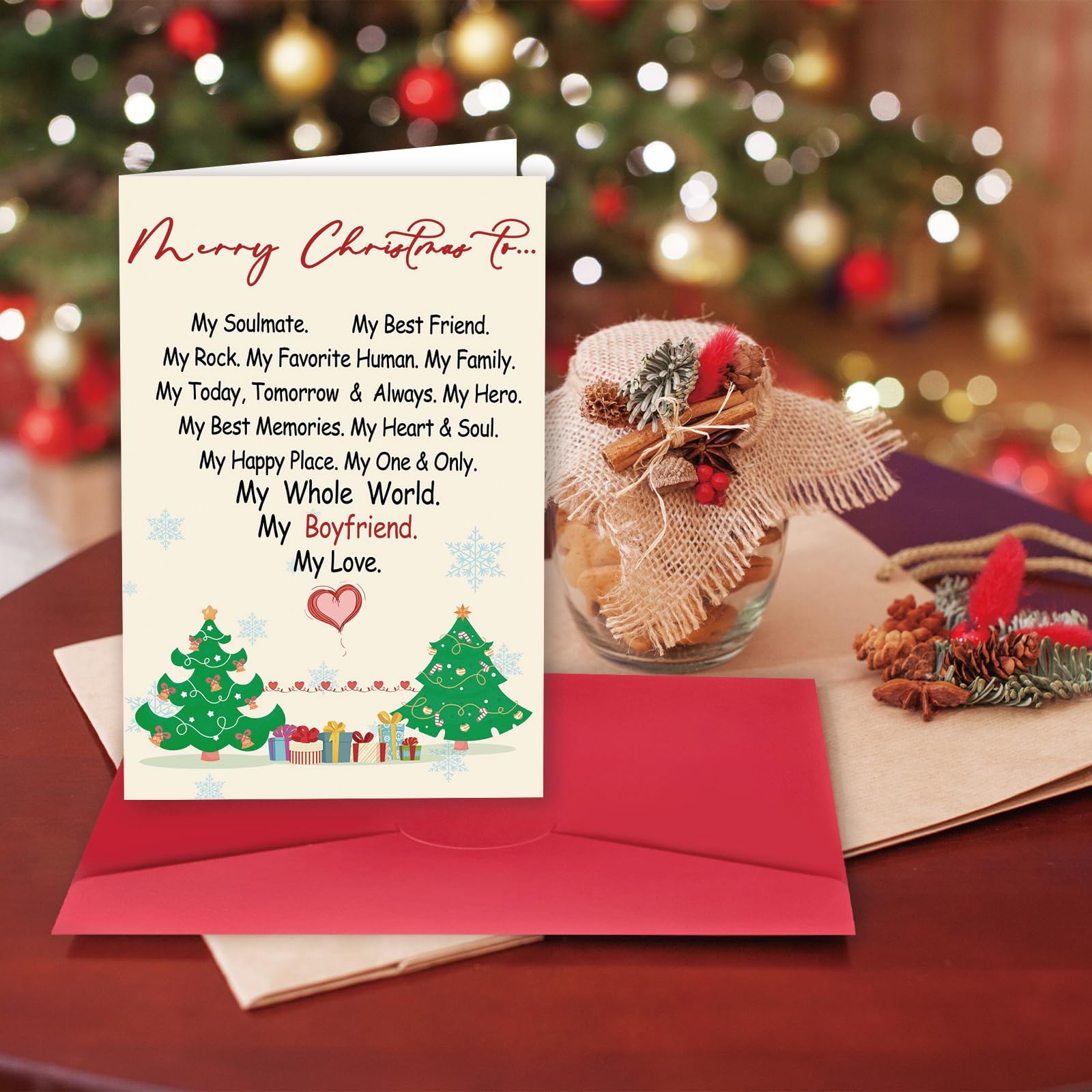 Amazon AMORISTA Romantic Christmas Card For Boyfriend Men Him Merry Christmas Boyfriend Poem Card From Girlfriend Funny Christmas Cards Gifts Merry Christmas To My Love Office Products