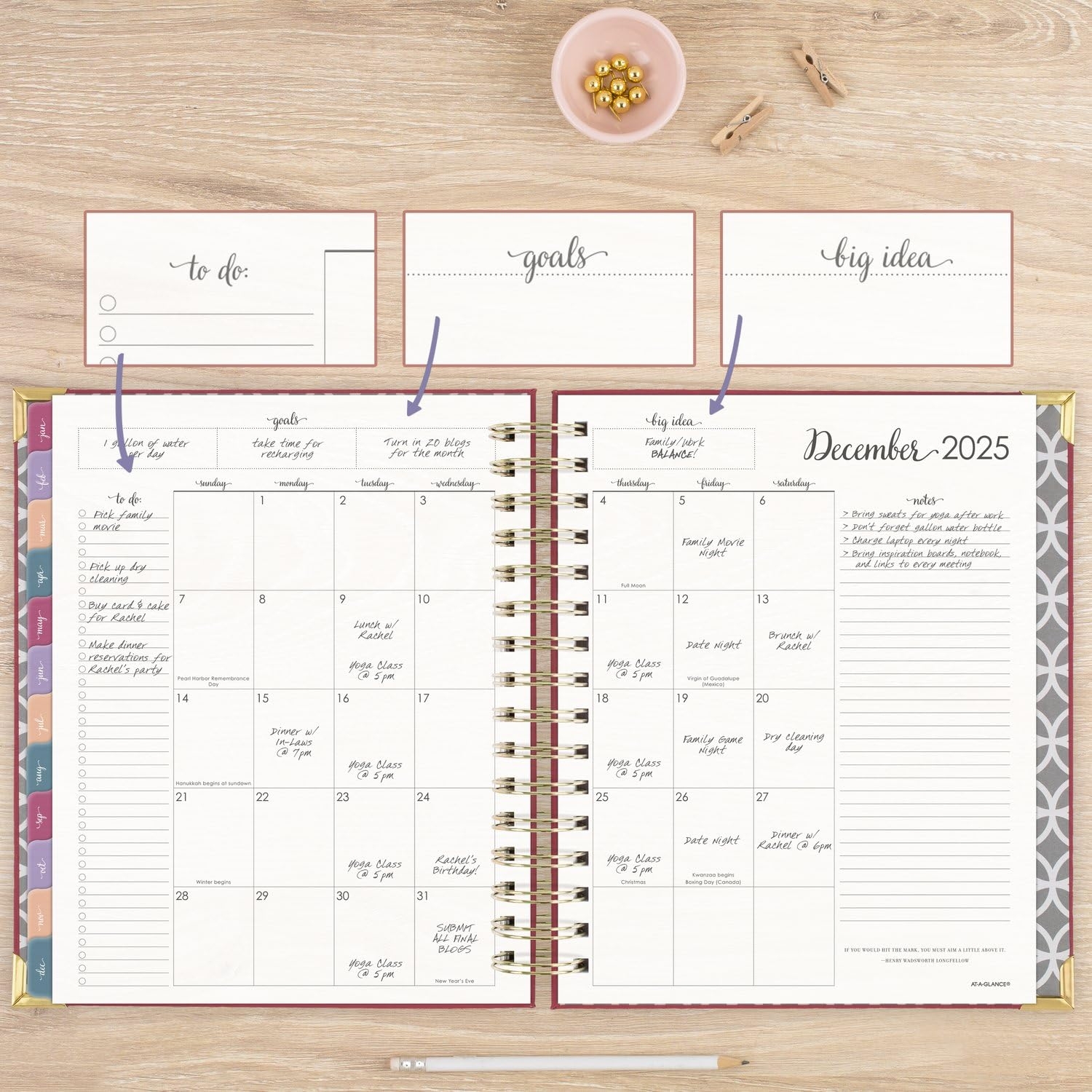 Amazon AT A GLANCE 2025 Planner Daily Monthly 7 X 8 3 4 Medium Hardcover Harmony Berry 6099 806 59 25 Office Products