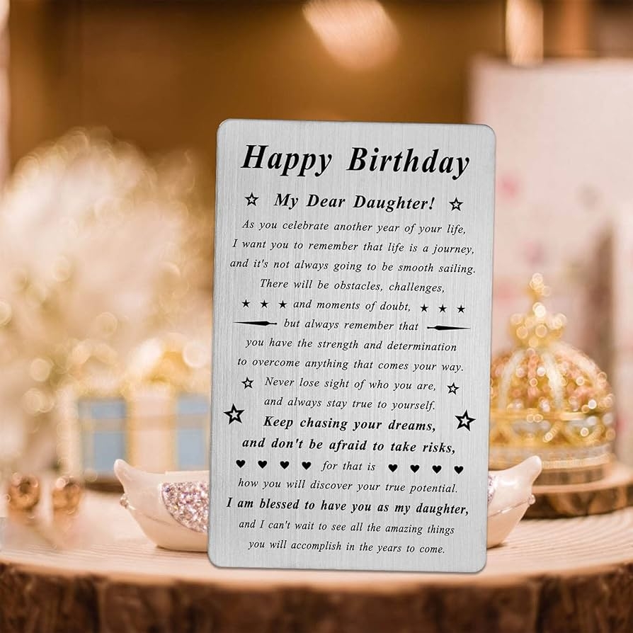 Amazon BAZLJY Happy Birthday Daughter Gifts Metal Engraved Birthday Card For Daughter Meaningful Gifts For Daughter Birthday Office Products