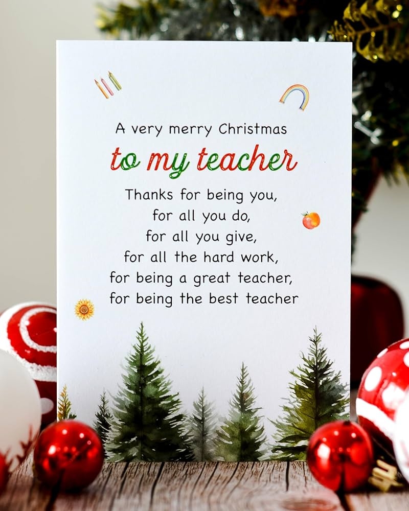 Amazon BlinkBlink Christmas Card For Teacher Christmas Greeting Card With Envelope And Seal Express Your Love And Warm Christmas Wishes For Your Teacher Thoughtful Card For Him Or Her Thank You