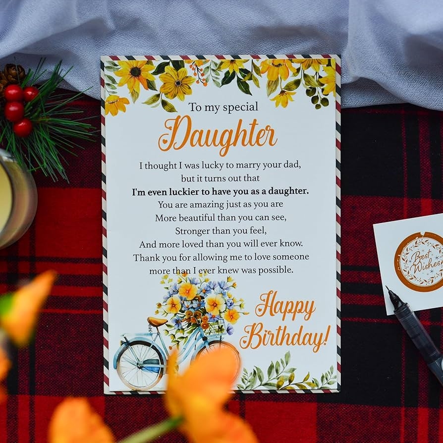 Amazon BlinkWishes Birthday Card For Bonus Daughter Happy Birthday Wishes For StepDaughter Greeting Card With Envelope And Seal Happy Birthday Gift For Bonus Daughter Card Office Products