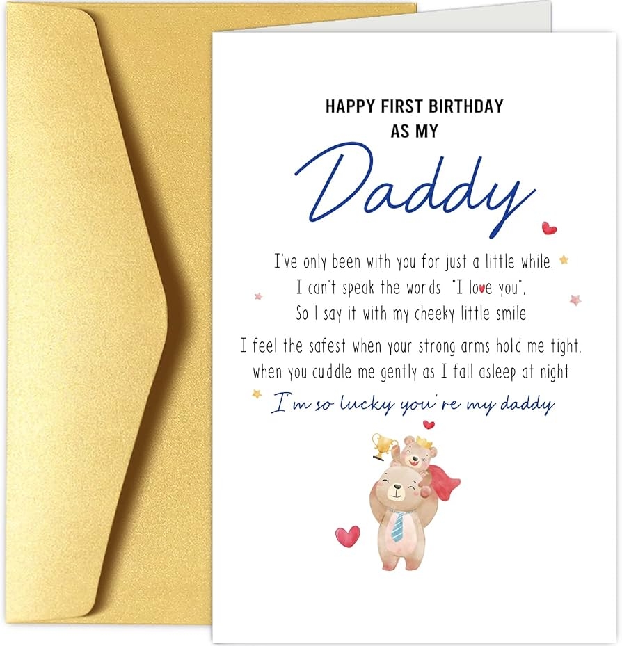 Amazon Chenive Happy First Birthday As My Daddy Card Sentimental New Dad Birthday Card Bear Themed 1st Daddy Birthday Card From Baby Electronics