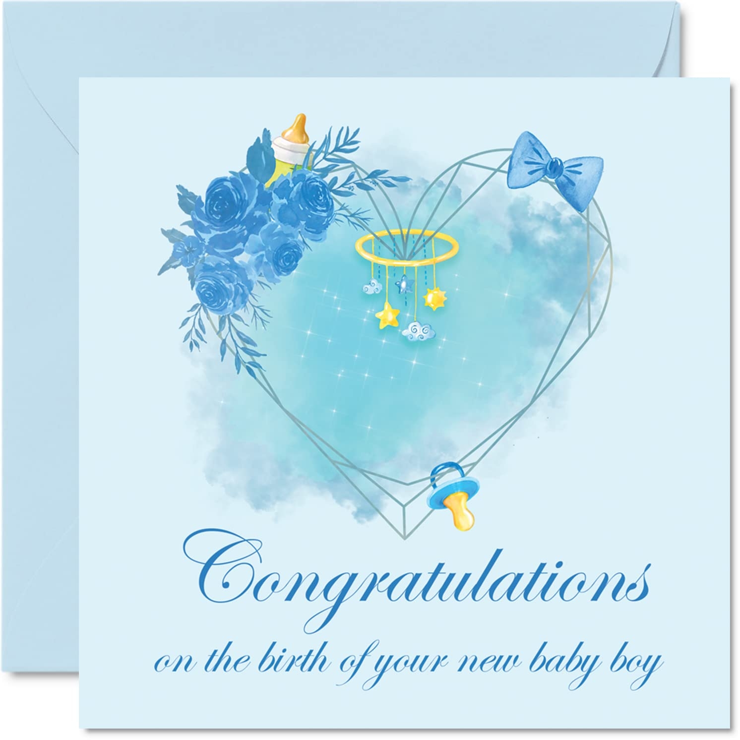 Amazon Congratulations On The Birth Of Your New Baby Boy Greeting Cards For Baby Showers Welcome Baby Cards Baby Sprinkle Newborn Gifts Parents Family Blank Inside With Envelope 