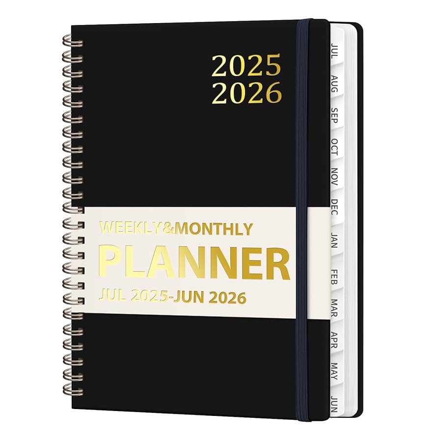 Amazon Daily Planner 2025 2026 July 2025 June 2026 Planner Hard Cover Calendar Planning Book With Tabs Notes Pages 6 3 X 8 4 Academic Weekly Monthly School Organizer For Students Teachers Black Office Products