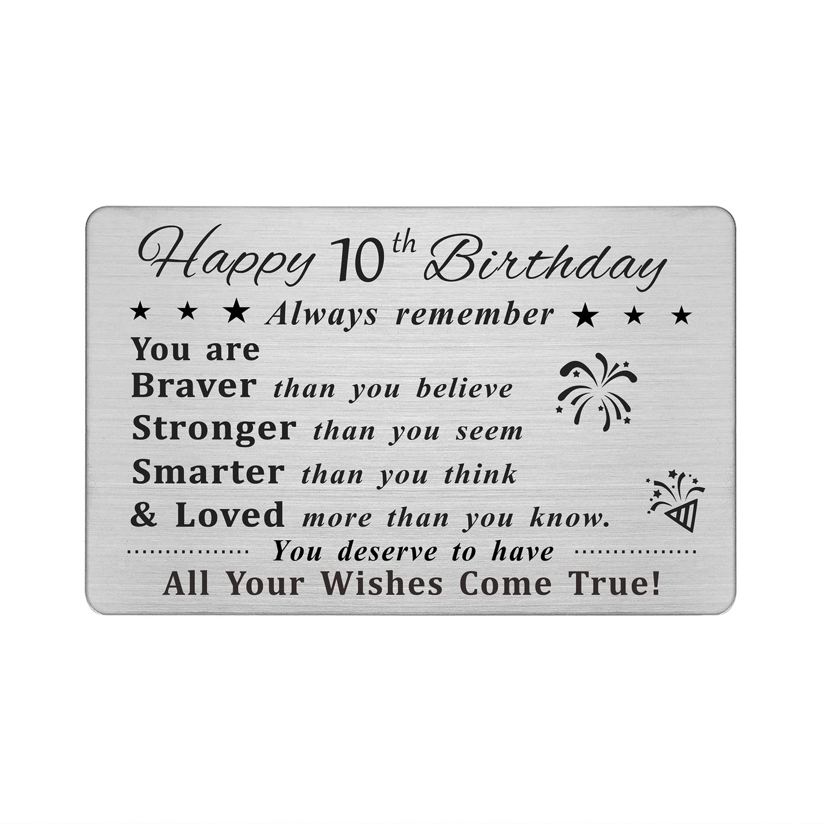 Amazon DEGASKEN Happy 10th Birthday Card 10 Year Old Birthday Gifts For Boys Girls Teens Permanent Engravend Steel Wallet Card Office Products