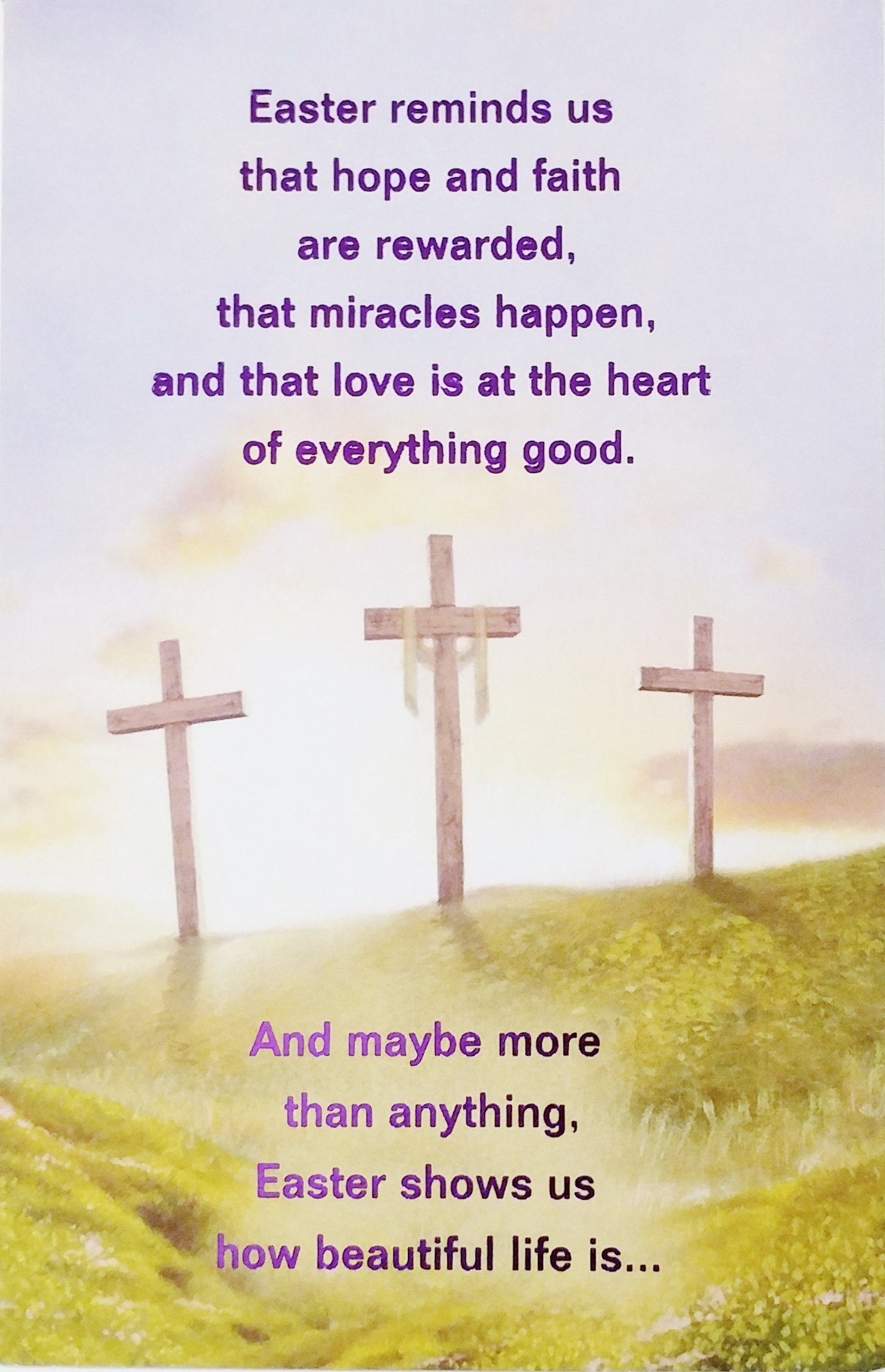 Amazon Easter Reminds Us That Hope And Faith Are Rewarded That Miracles Happen And That Love Is At The Heart Of Everything Good Religious Happy Easter Greeting Card Office Products