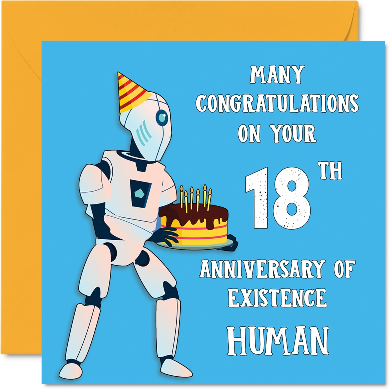 Amazon Funny 18th Birthday Cards For Men Woman Robot Droid Happy Birthday Card For Son Daughter Brother Sister Grandson Granddaughter Niece Nephew Cousin 5 7 X 5 7 Inch Joke Humor