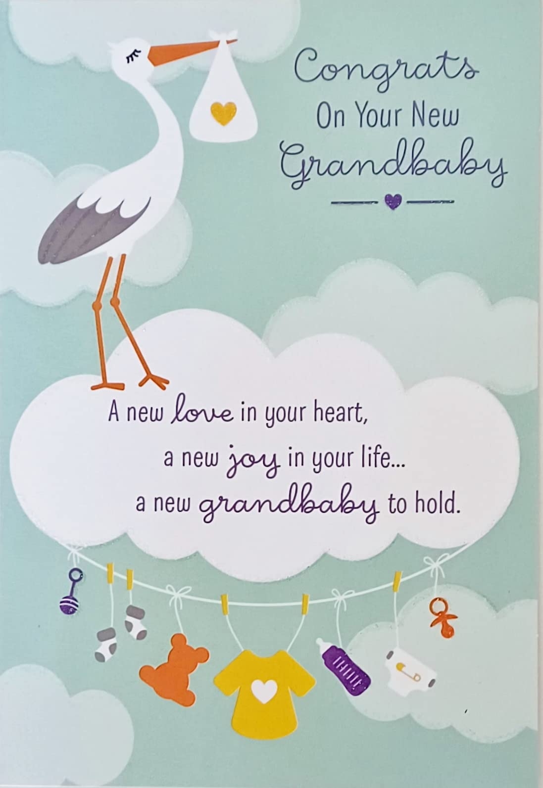 Amazon Greeting Card Congratulations On Your New Grandbaby Birth Baby Grandson Granddaughter Wishing You All The Sweet Little Joys Of Grandparenting Office Products