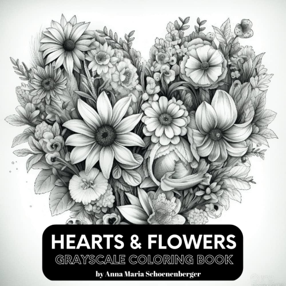 Amazon HEARTS FLOWERS Grayscale Coloring Book 9798391993025 Schoenenberger Anna Maria Books Amazon HEARTS FLOWERS Grayscale Coloring Book 9798391993025 Schoenenberger Anna Maria Books