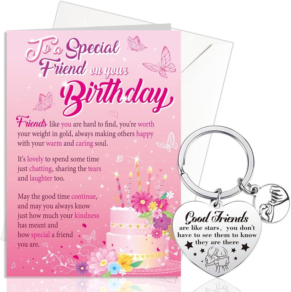 Amazon HOWAF Birthday Card For Friend To A Special Friend Birthday Greeting Cards With Best Friend Keychain With Gift Bags Special Friend Birthday Gift Cards Good Friend Cards Good Friends Key Chain 