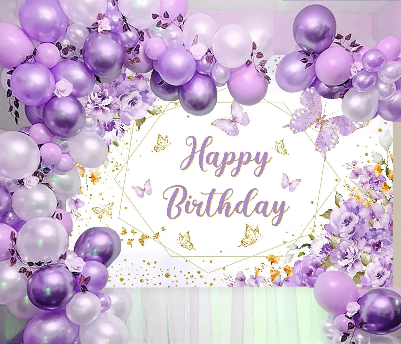 Amazon InMemory Purple Butterfly Happy Birthday Backdrop For Girls Fairy Princess Floral Flowers Gold Butterflies Wishes Party Decorations Banner Butterfly Kisses Photo Background 7x5ft Electronics