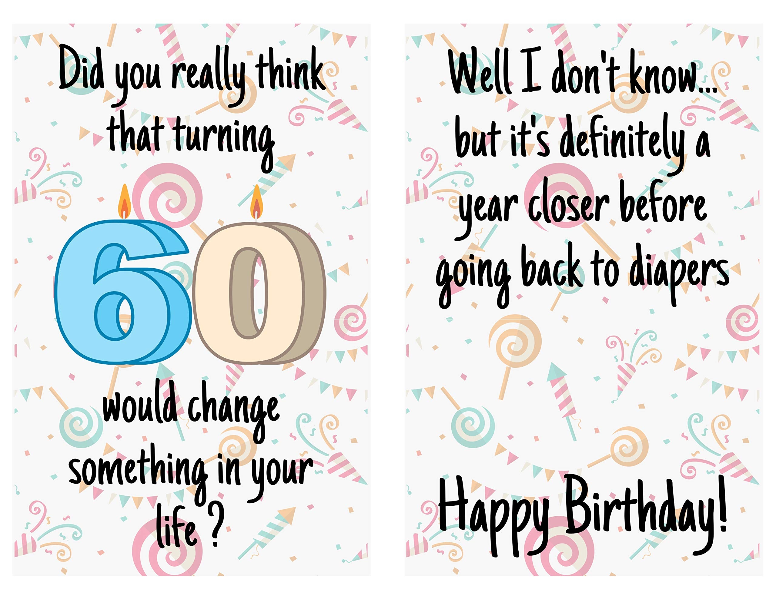 Amazon Karto Funny 60th Birthday Card For Men Women Large 5 5x8 5 Inch 60 Years Old Birthday Cards For Him Her Diapers Office Products