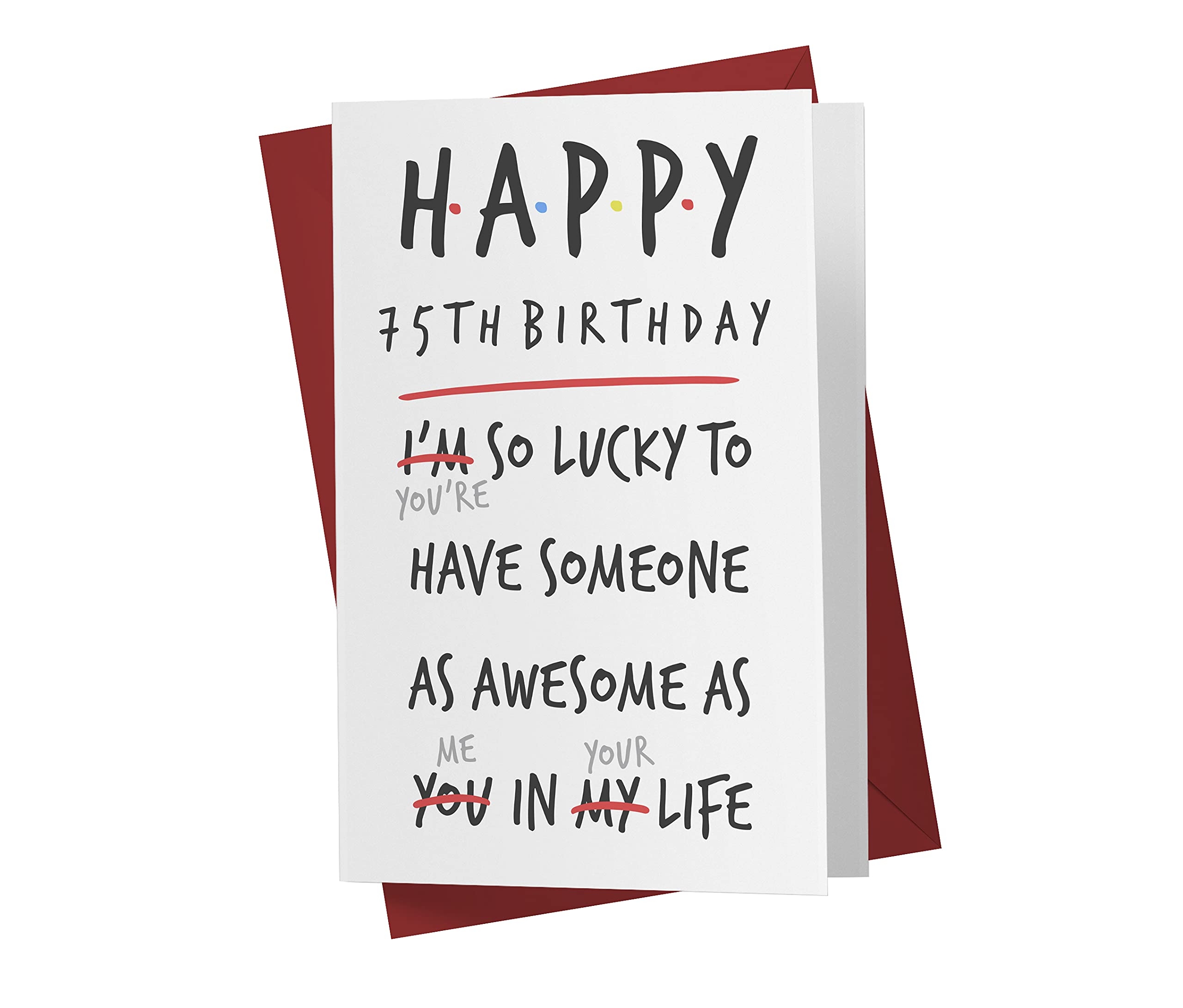 Amazon Karto Funny 75th Birthday Card For Men Women Large 5 5x8 5 Inch 75 Years Old Birthday Cards For Him Her You Are Lucky Office Products