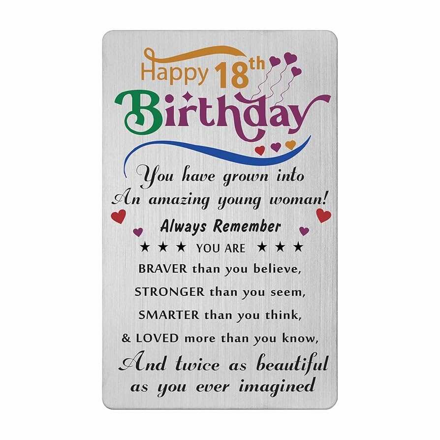 Amazon Levole 18th Birthday Greeting Card For Girls 18th Birthday Decorations Inspirational Metal Card For Daughter Granddaughter Sister Or Friend Office Products