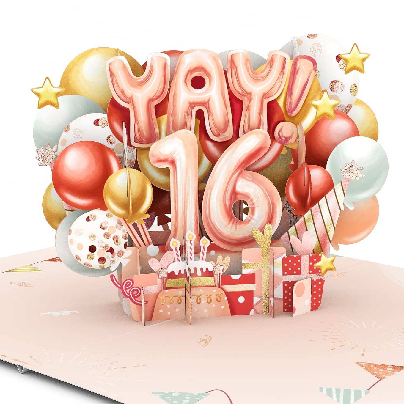 Amazon Liif Happy 16th Birthday Card For Girl Daughter Granddaughter Niece Sweet Sixteen 16 Years Old Birthday Card Pink Balloons Party With Message Note Envelop Size 7 X 5 Inch Office Products