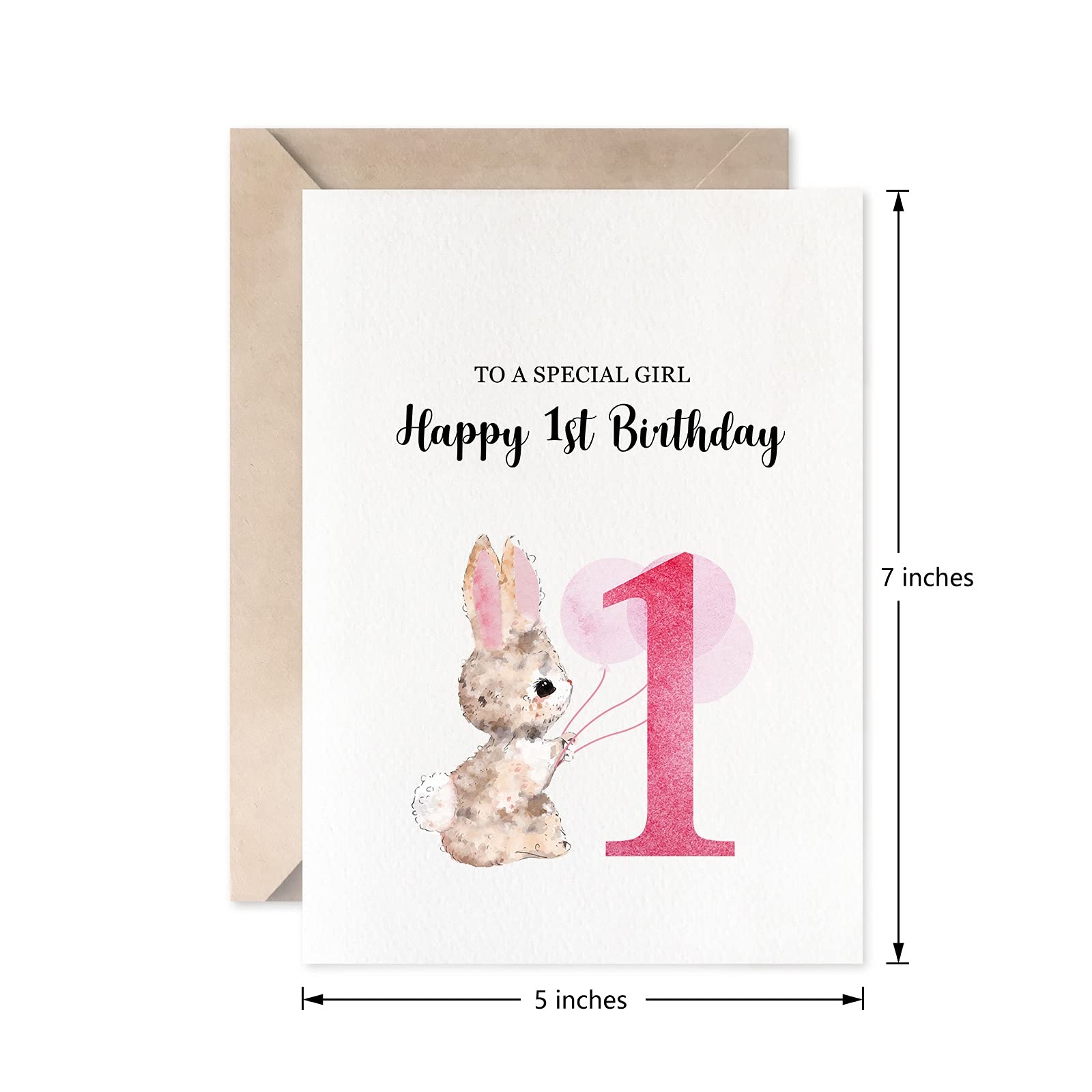 Amazon MAGJUCHE Rabbit Happy 1st Birthday To A Special Girl Pink Cute Baby Girl First Birthday Card Gift Office Products