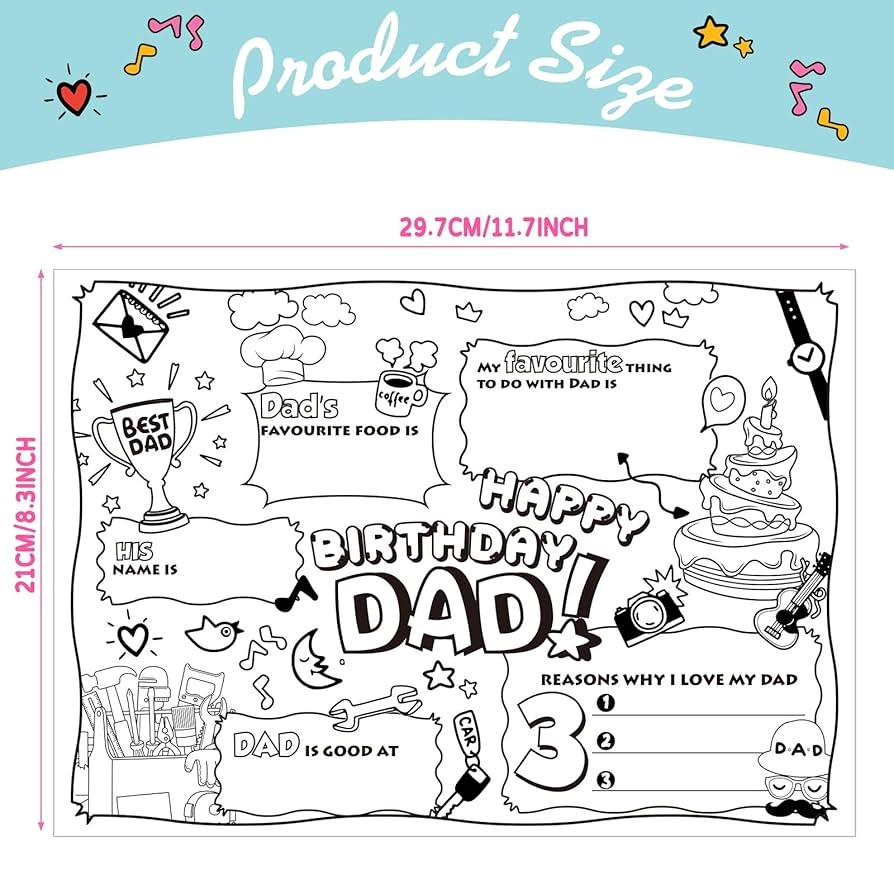 Amazon MotiMind Happy Birthday Dad Coloring Page DIY Birthday Card From Son Daughter All About Daddy Fill In Blanks 11 7 X 8 3 Inch Q A Keepsake Father Activity Craft Gift From