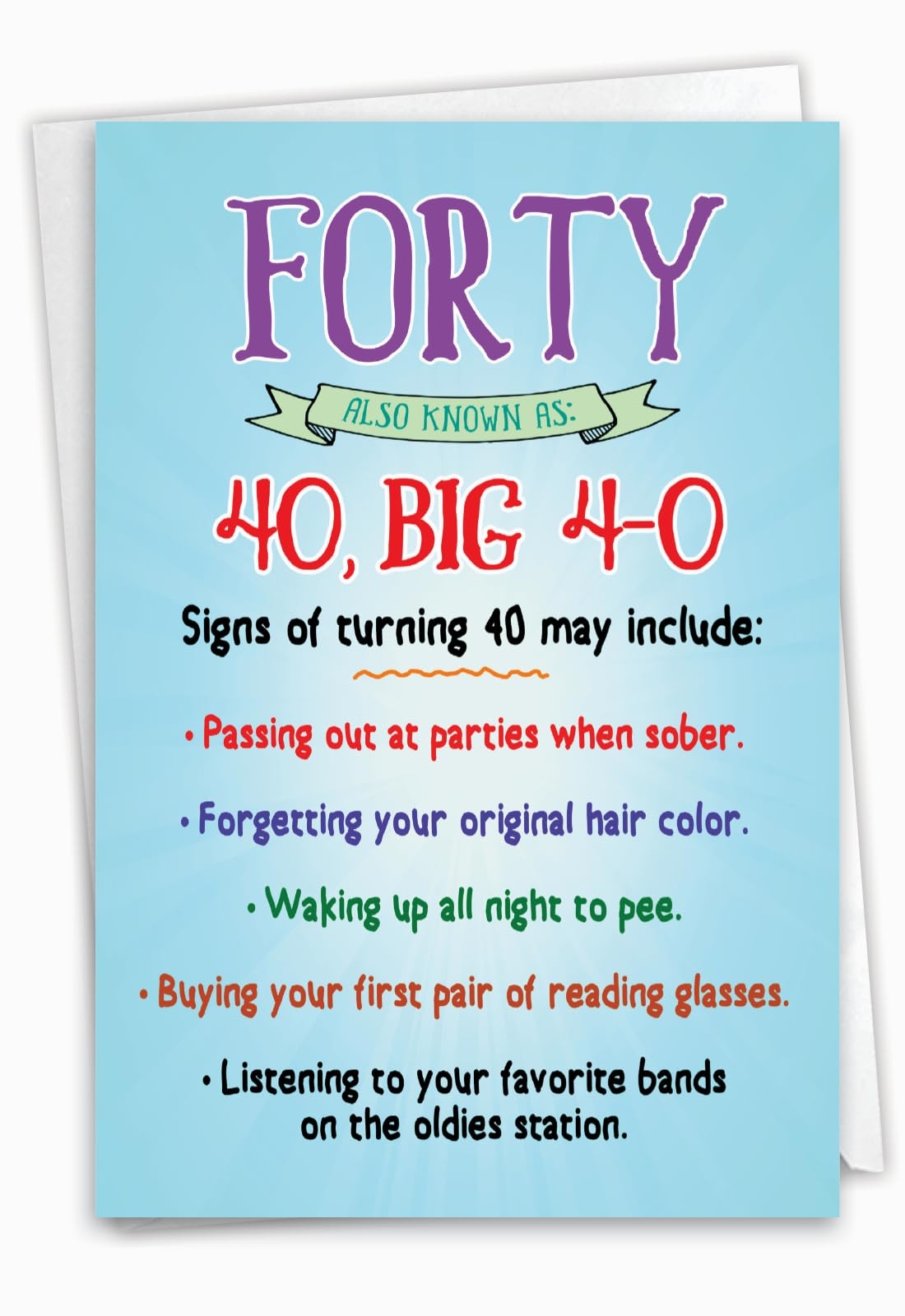 Amazon NobleWorks Funny Milestone Birthday Greeting Card With Envelope 4 63 X 6 75 Inch Turning Forty C9272MBG Office Products