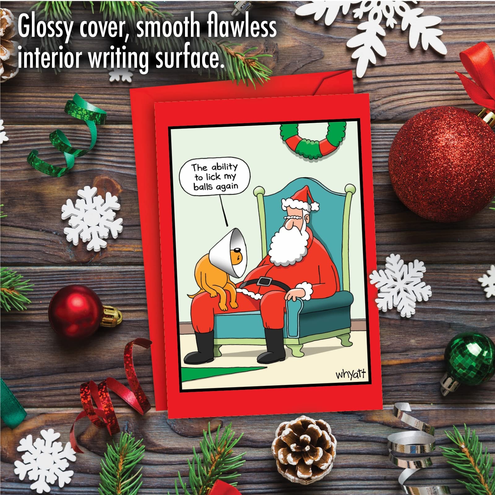 Amazon NobleWorks Hilarious Christmas Greeting Card With 5 X 7 Inch Envelope 1 Card Merry Christmas Holiday Cone Dog C3409XSG Office Products