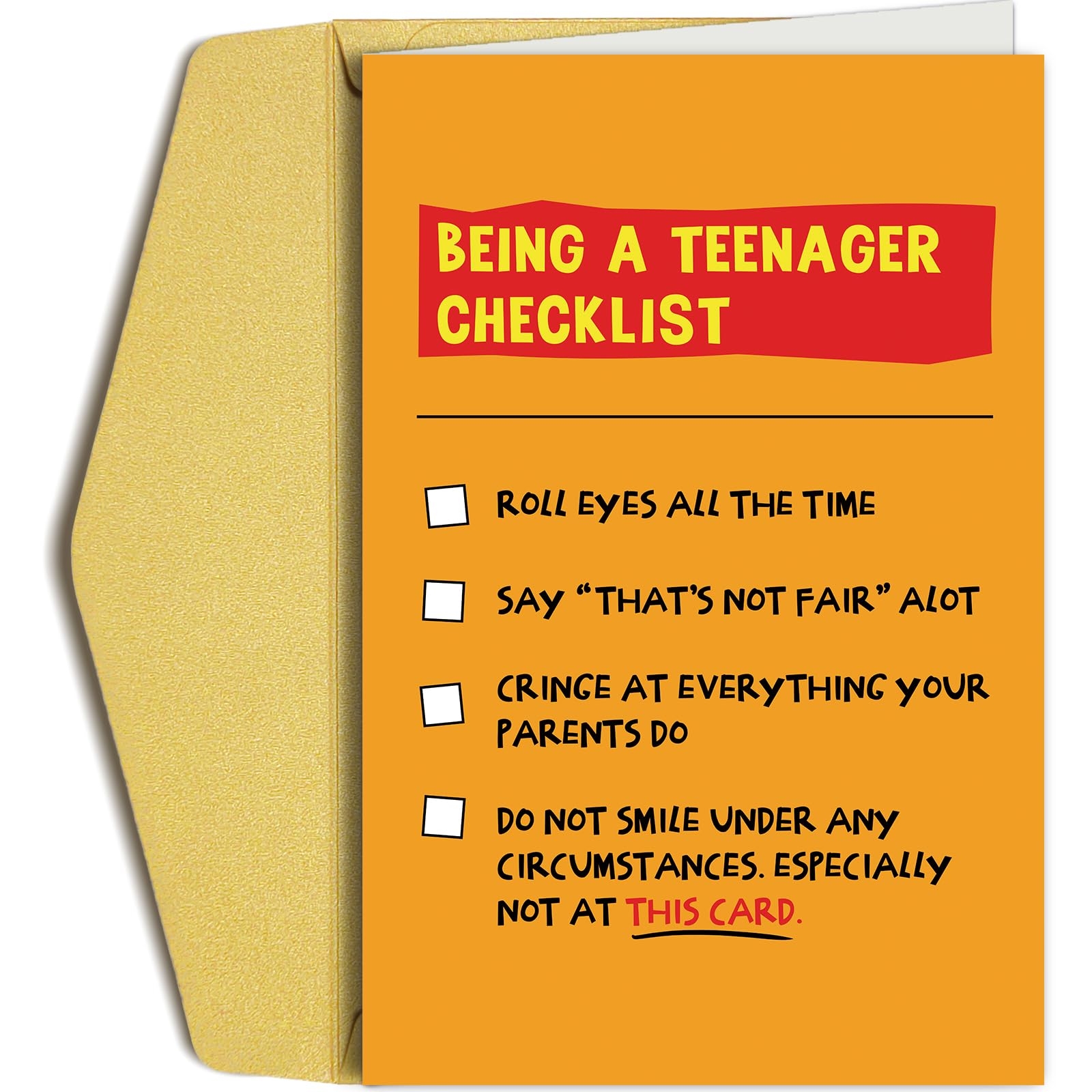 Amazon Oamiolek Funny Teenager Birthday Card Hilarious 13th 14th 15th 16th 18th Birthday Card For Friends Humor Bday Cards For Son Daughter Being A Teenager Checklist Cards Office Products