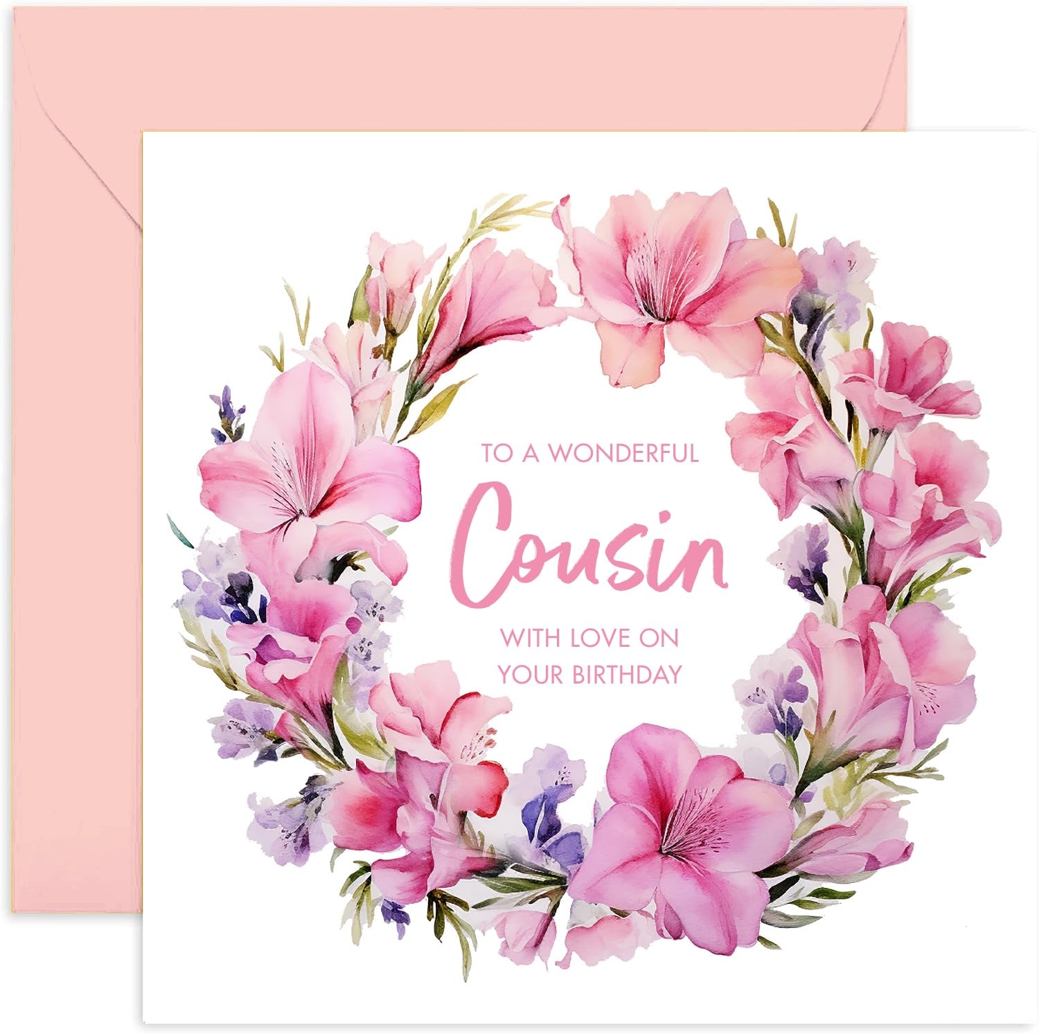 Amazon Old English Co Cousin Birthday Card Floral Mum Flower Birthday Card Pretty Greeting Cards For Women Flowers Pink Lily Design Birthday Card For Female Cousin Blank