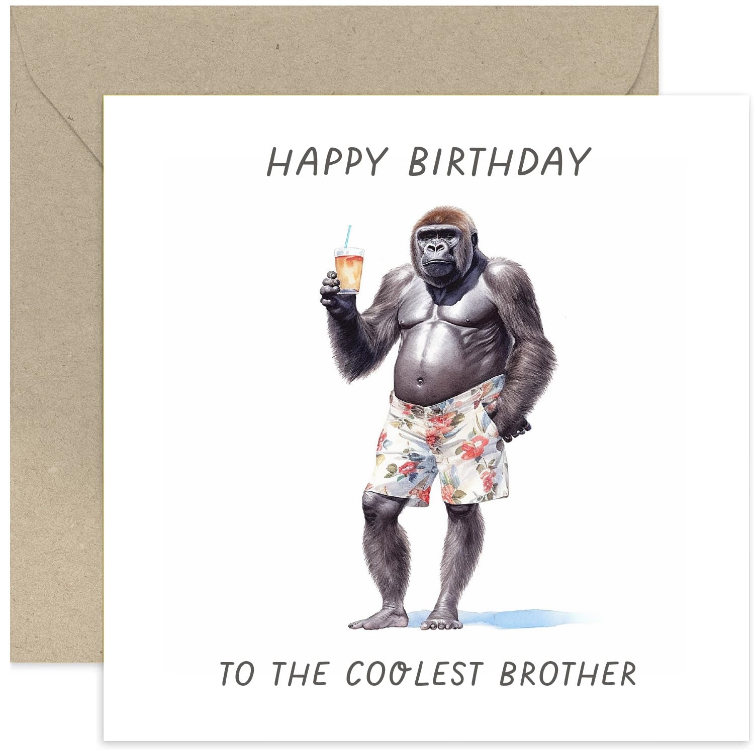 Amazon Old English Co Funny Birthday Card For Brother Gorilla Coolest Brother Birthday Greeting Card For Him Men Humorous Animal Birthday Card For Brother From Sister Blank Inside