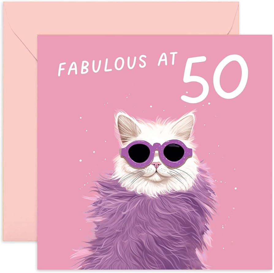 Amazon Old English Co Funny Cat 50th Happy Birthday Card For Her Fabulous At 50 Fiftieth Birthday Card For Women For Sister Auntie Mum Best Friend Cousin Blank