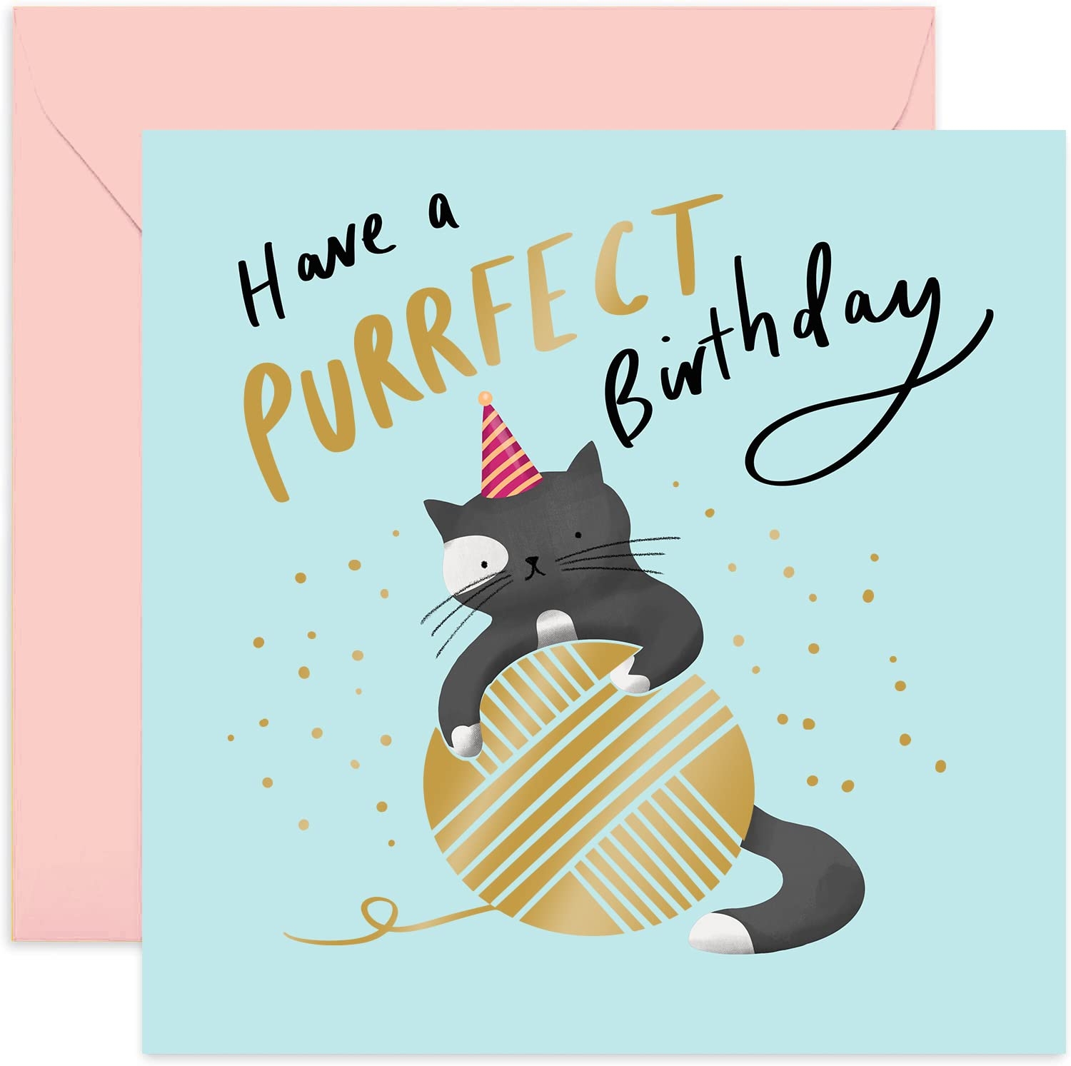 Amazon Old English Co Purrfect Kitten Birthday Card Funny Cute Cat Pun Greeting Card For Her And Him Gold Foil Birthday Wishes For Women And Men Blank Inside 