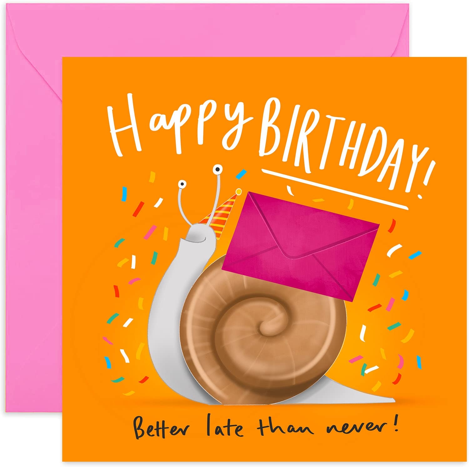 Amazon Old English Co Snail Belated Happy Birthday Card Funny Cute Delayed Greeting Card For Him And Her Sorry It s Late For Men And Women Blank Inside 