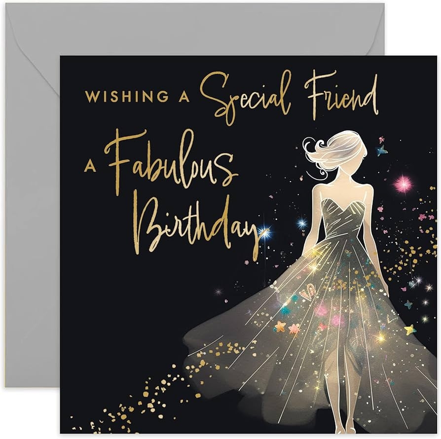 Amazon Old English Co Special Birthday Cards For Women Fabulous Birthday Card Gold Confetti Female Fashion Birthday Card For Her Sparkley Card For Best Friend Blank Inside Office Products
