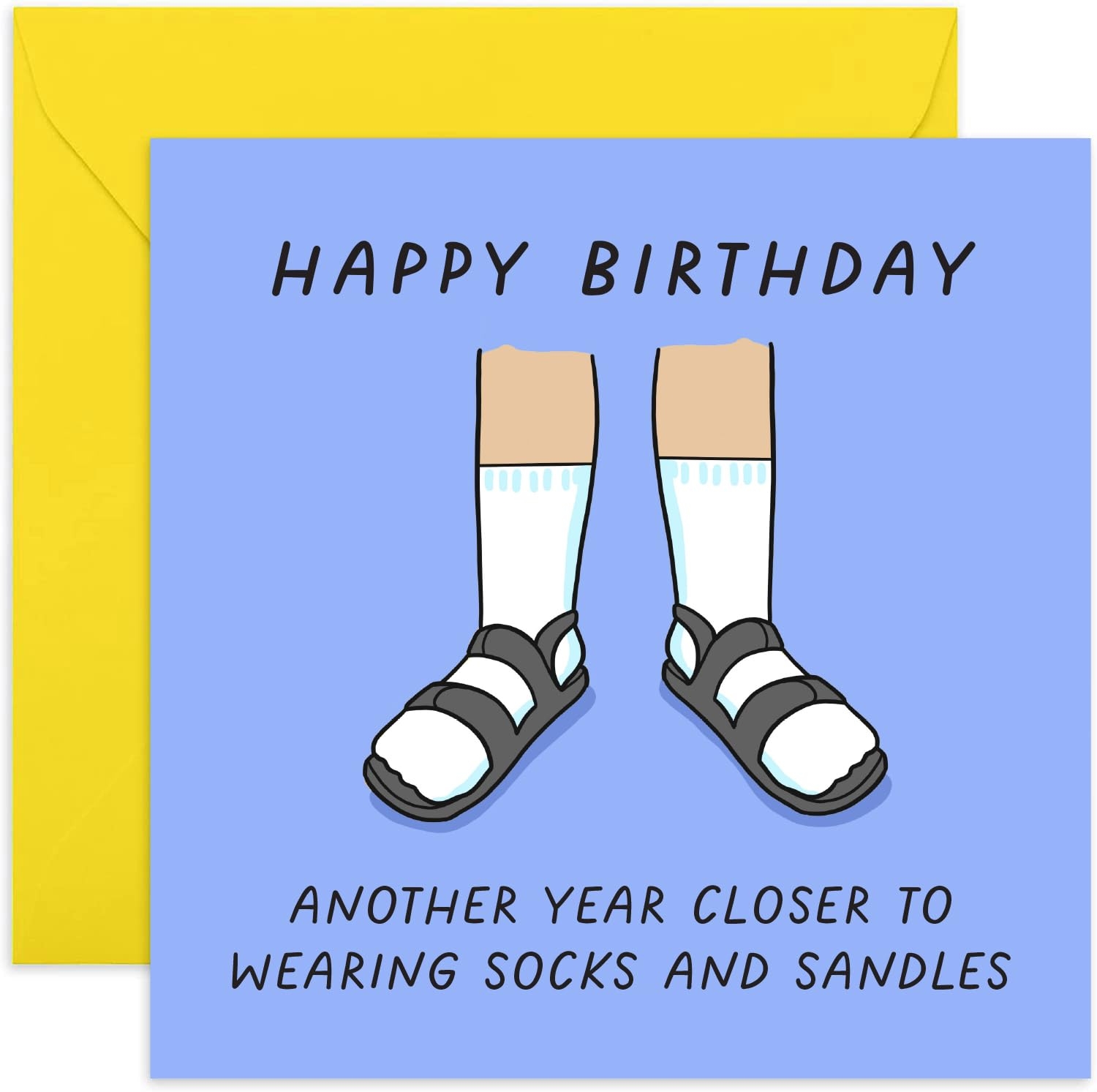 Amazon Old English Company Funny Birthday Cards For Men Socks And Sandles Birthday Card For Him Birthday Gift For Dad Brother Son Uncle Hilarious Birthday Wishes Card For