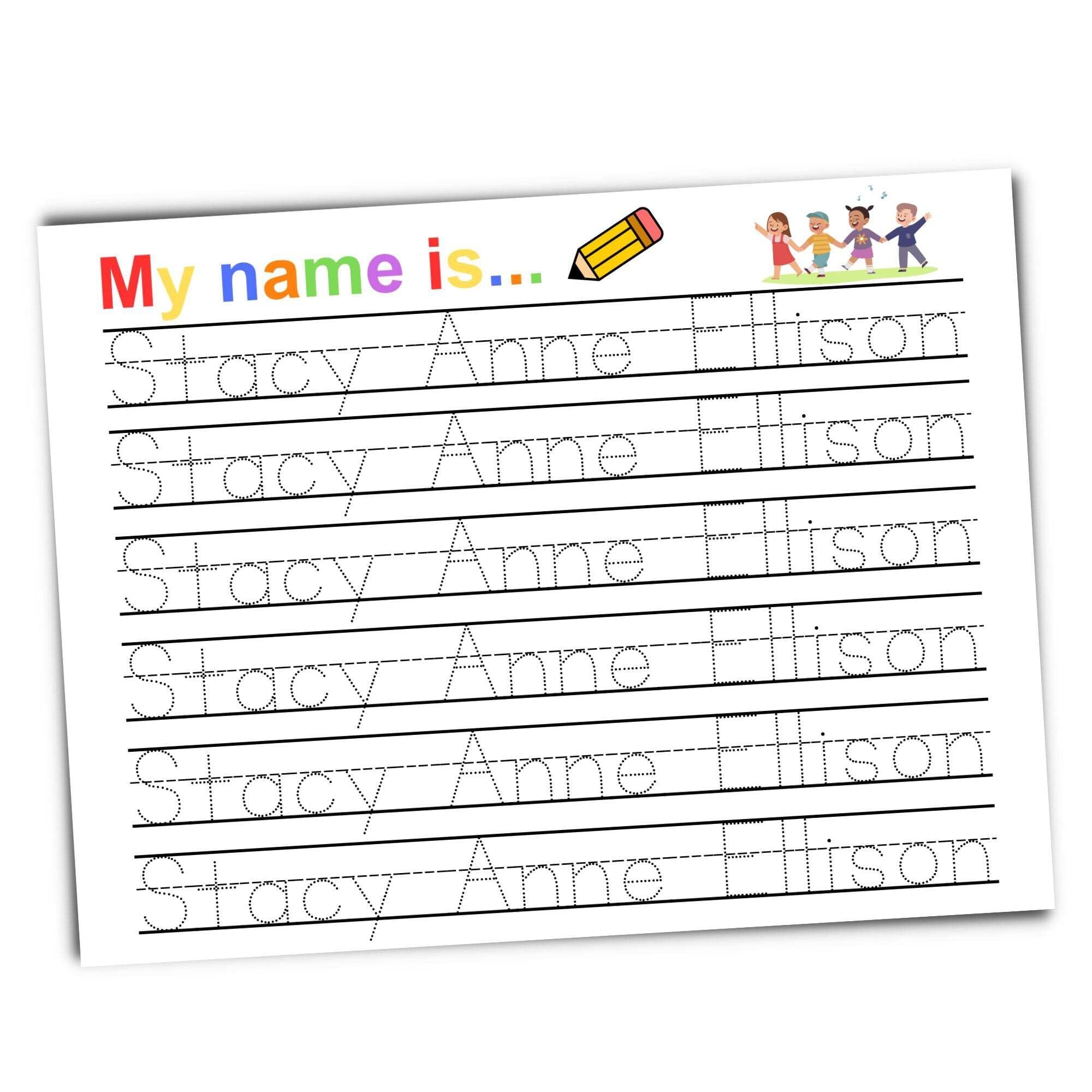 name writing practice worksheets