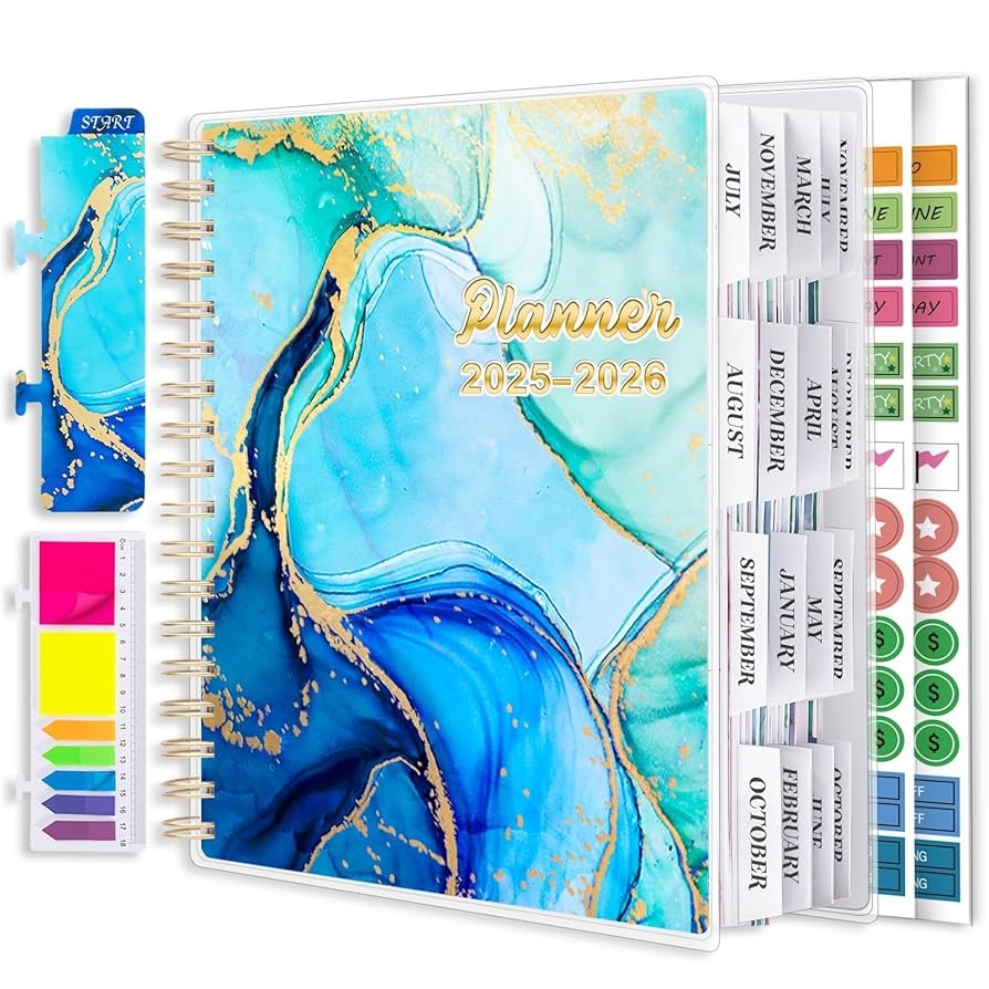 Amazon Planner 2025 2026 18 Months Academic Daily Weekly Monthly Planner Yearly Agenda July 2025 Dec 2026 7 9 X 9 8 Page Tabs Separator Page Pocket Folder Bookmark Stickers Sticky Note Set Office Products