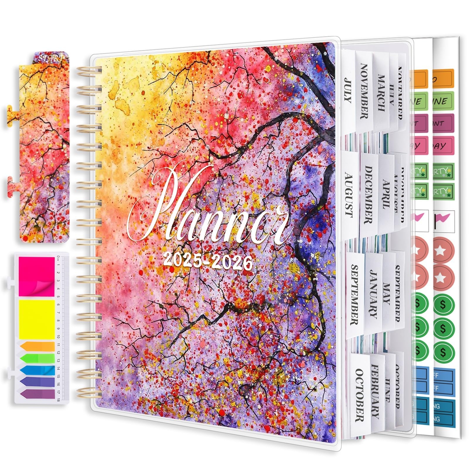Amazon Planner 2025 2026 18 Months Academic Daily Weekly Monthly Planner Yearly Agenda July 2025 Dec 2026 7 9 X 9 8 Page Tabs Separator Page Pocket Folder Bookmark Stickers Sticky Note Set Office Products